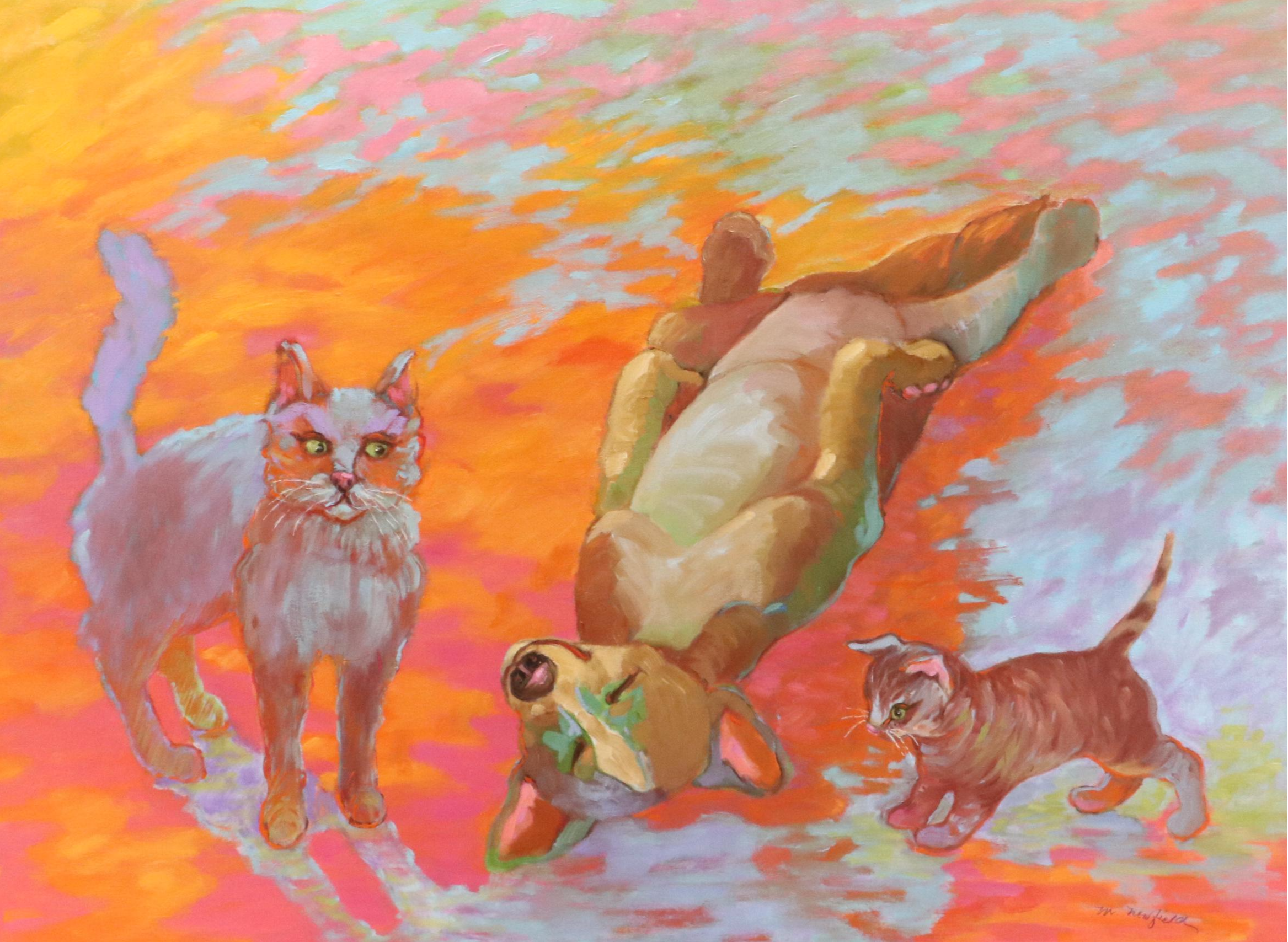 Martha Newfield Modern Oil Painting "Dog Dreams," 2008
