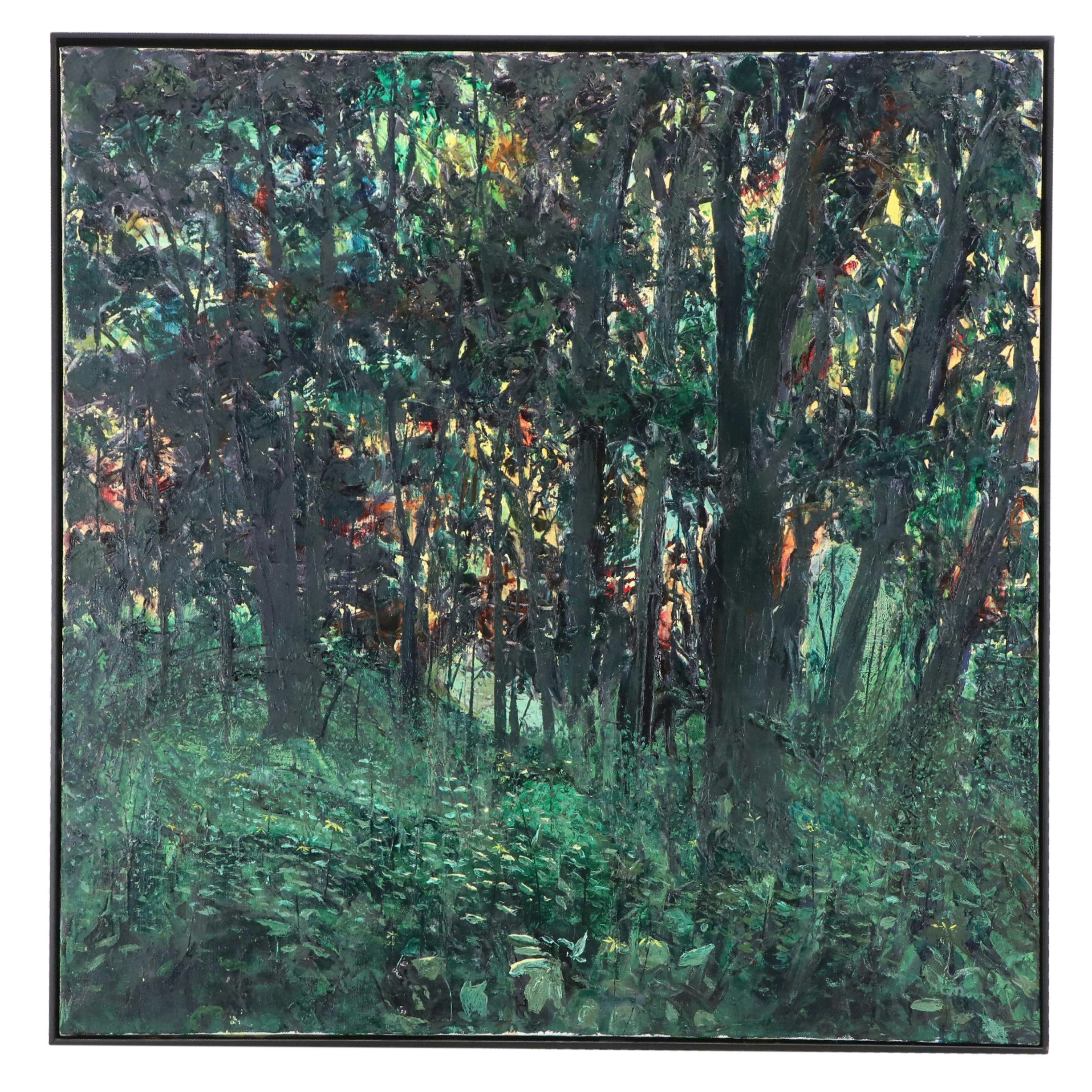 Gerald C. Moore Impressionistic Style Acrylic Painting of Forest