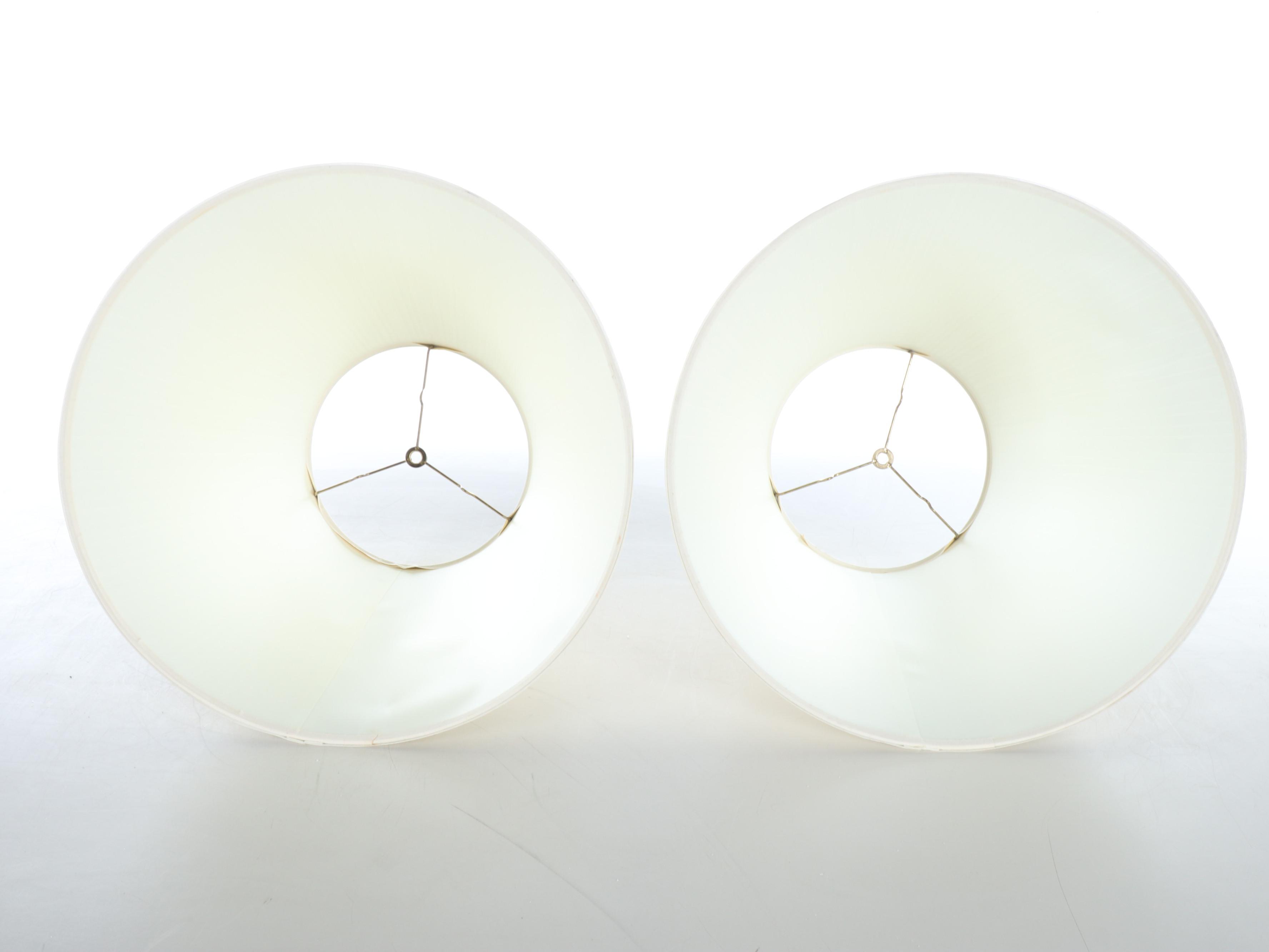 Blue and White Urn Ceramic Table Lamps on Wood Base with Pleated Fabric Shades