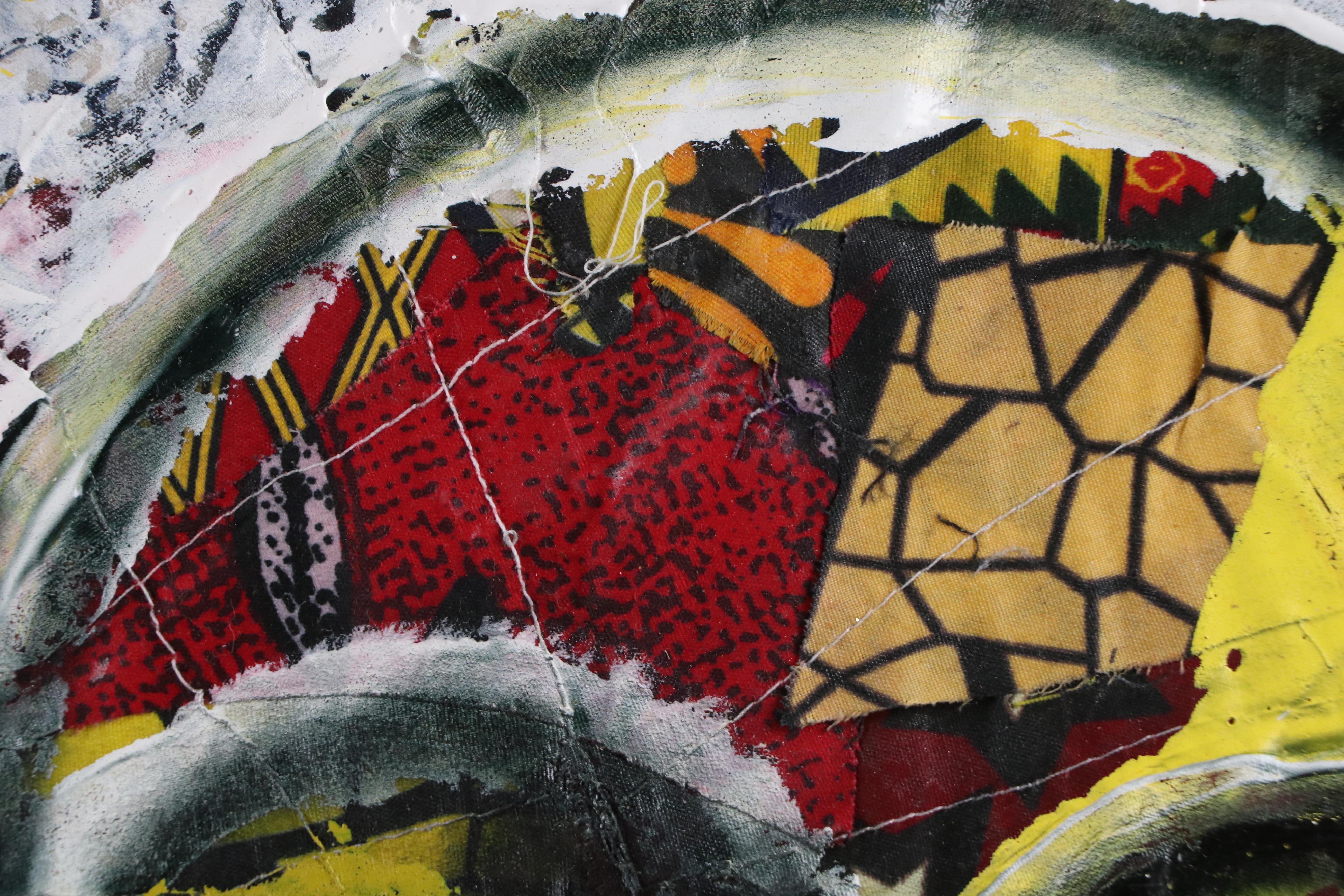 Abiola Idowu Stylized Mixed Media Portrait "Every Day, I Think," 2022