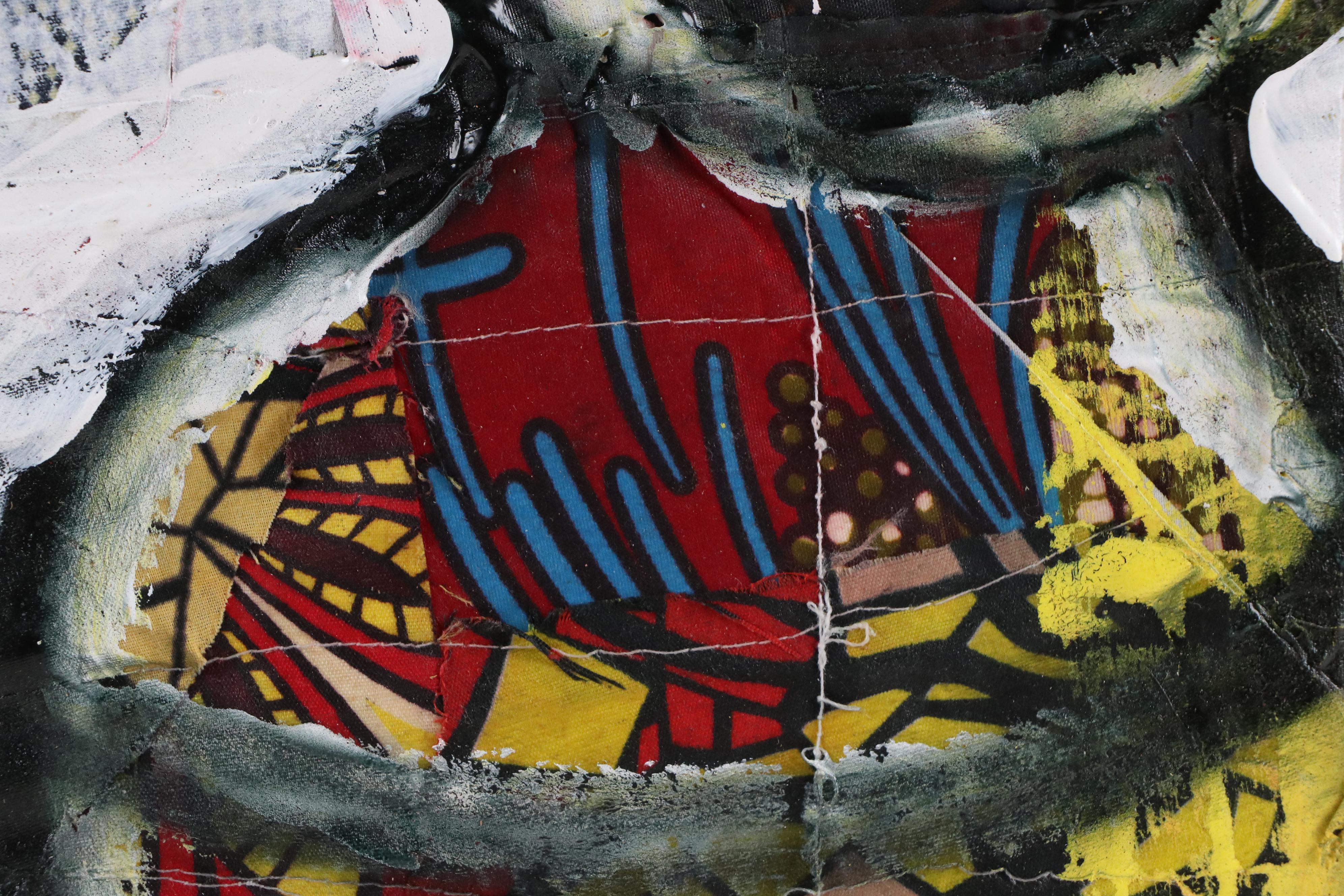 Abiola Idowu Stylized Mixed Media Portrait "Every Day, I Think," 2022