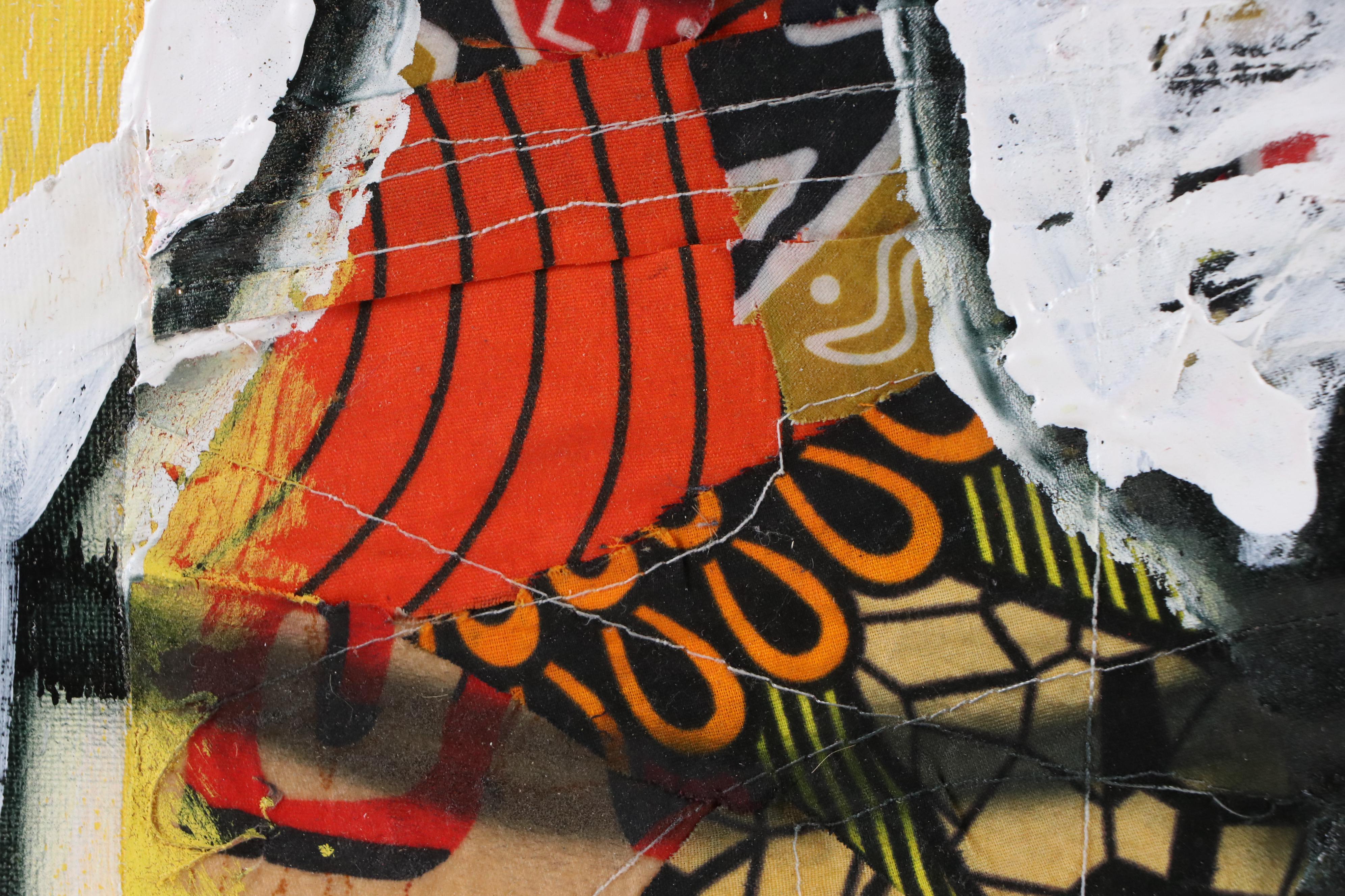 Abiola Idowu Stylized Mixed Media Portrait "Every Day, I Think," 2022