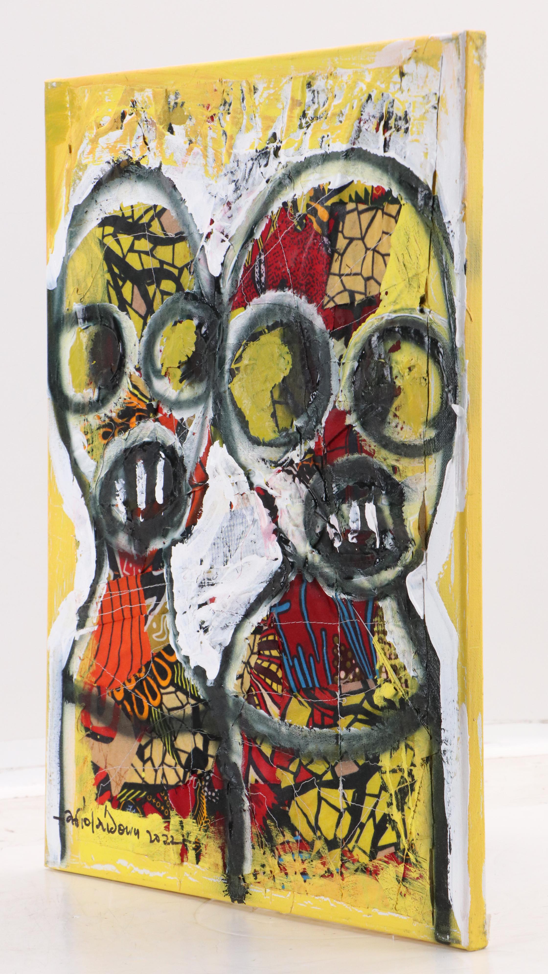 Abiola Idowu Stylized Mixed Media Portrait "Every Day, I Think," 2022