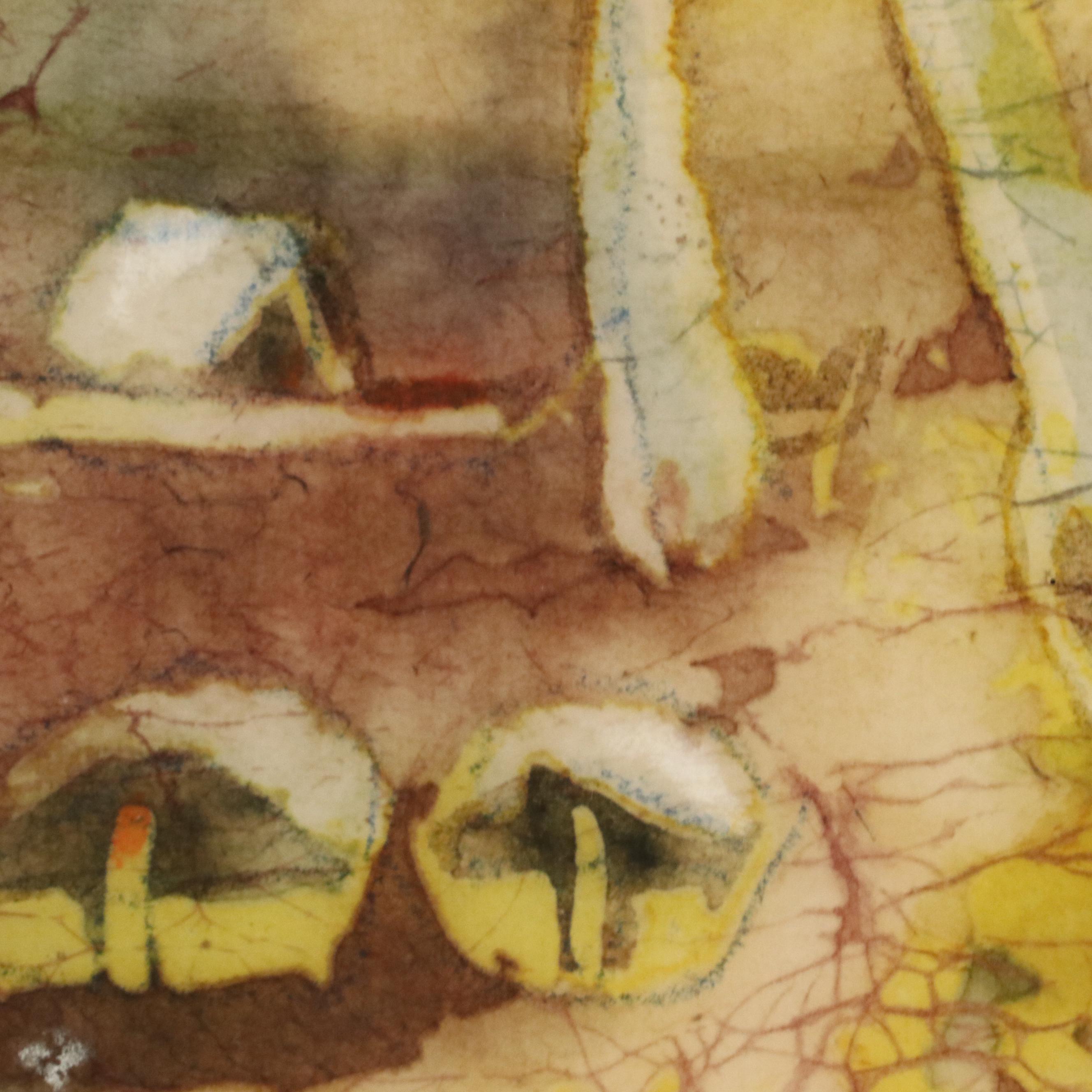 Lee Long Looi Watercolor Painting of River Boats in Forest, Late 20th Century