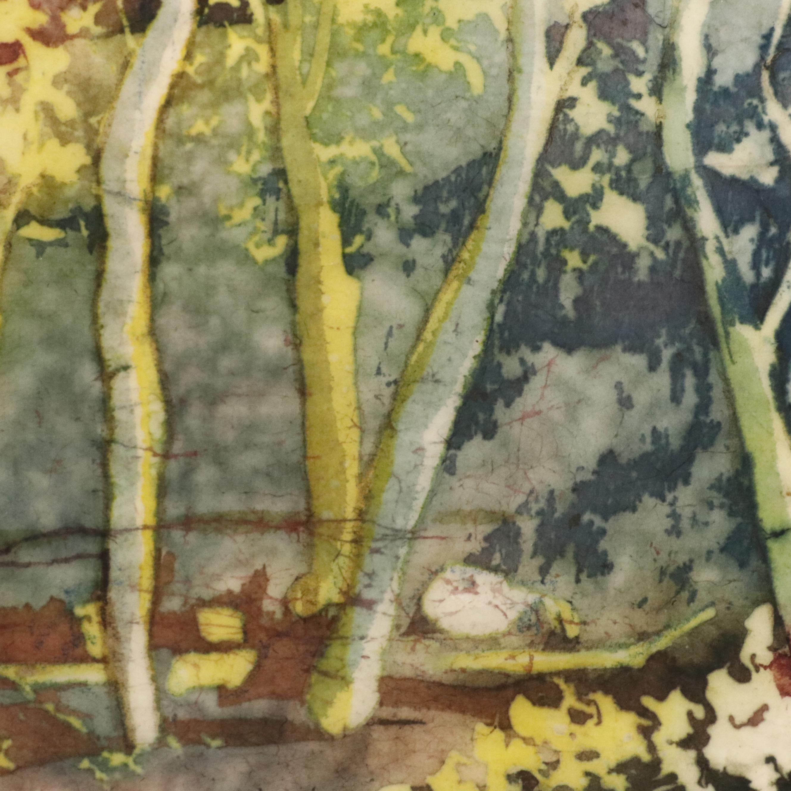 Lee Long Looi Watercolor Painting of River Boats in Forest, Late 20th Century