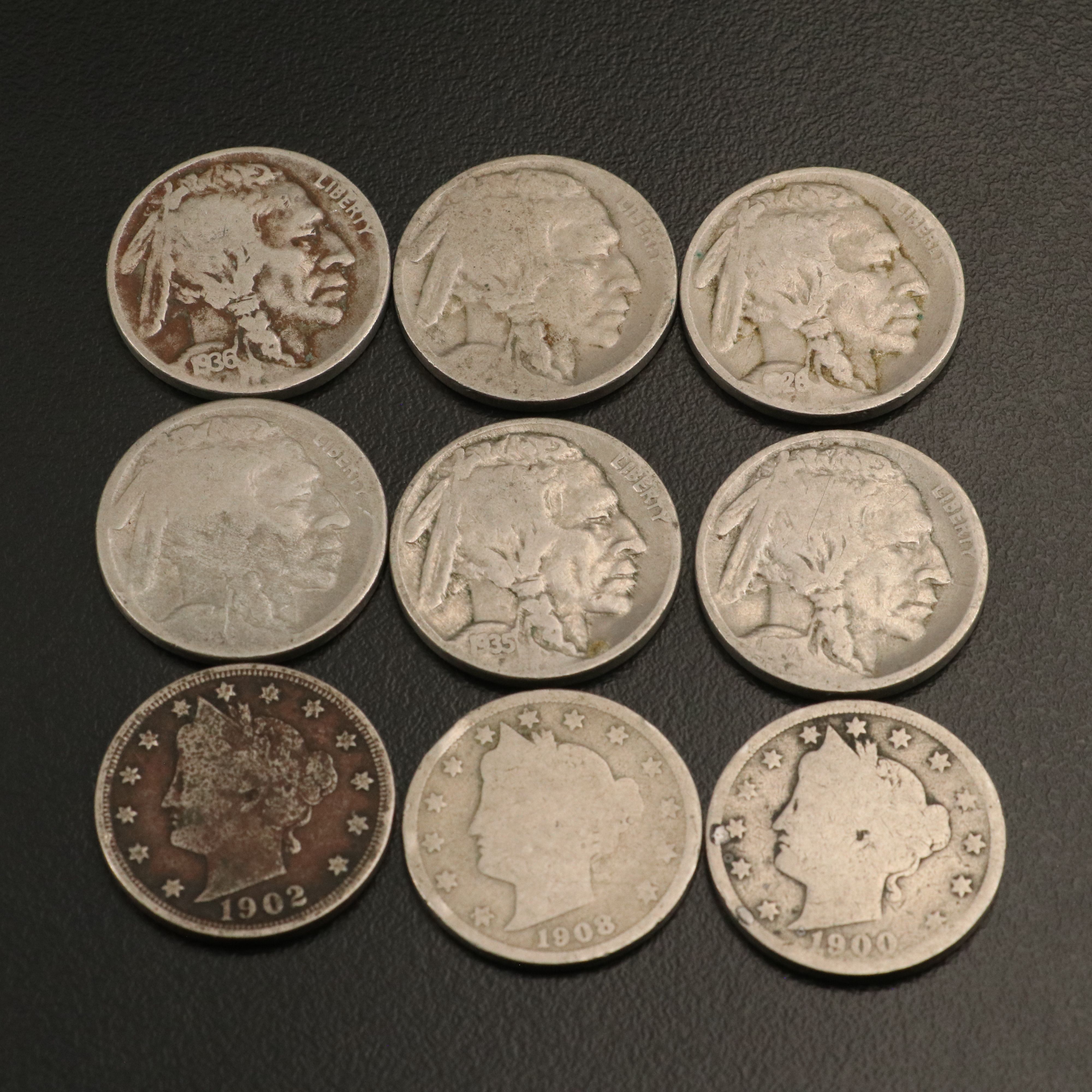 100 Buffalo Nickels and 20 Liberty Head "V" Nickels