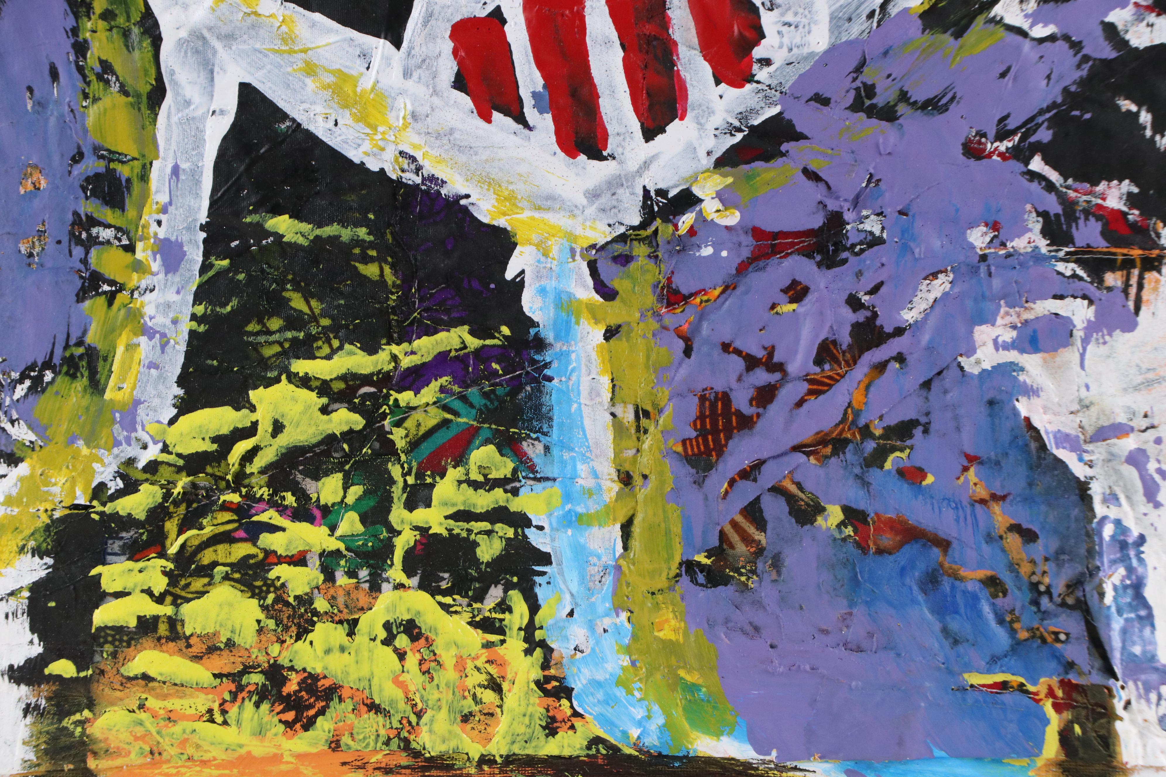 Abiola Idowu Stylized Mixed Media Portrait "We Are Temporary Here," 21st Century