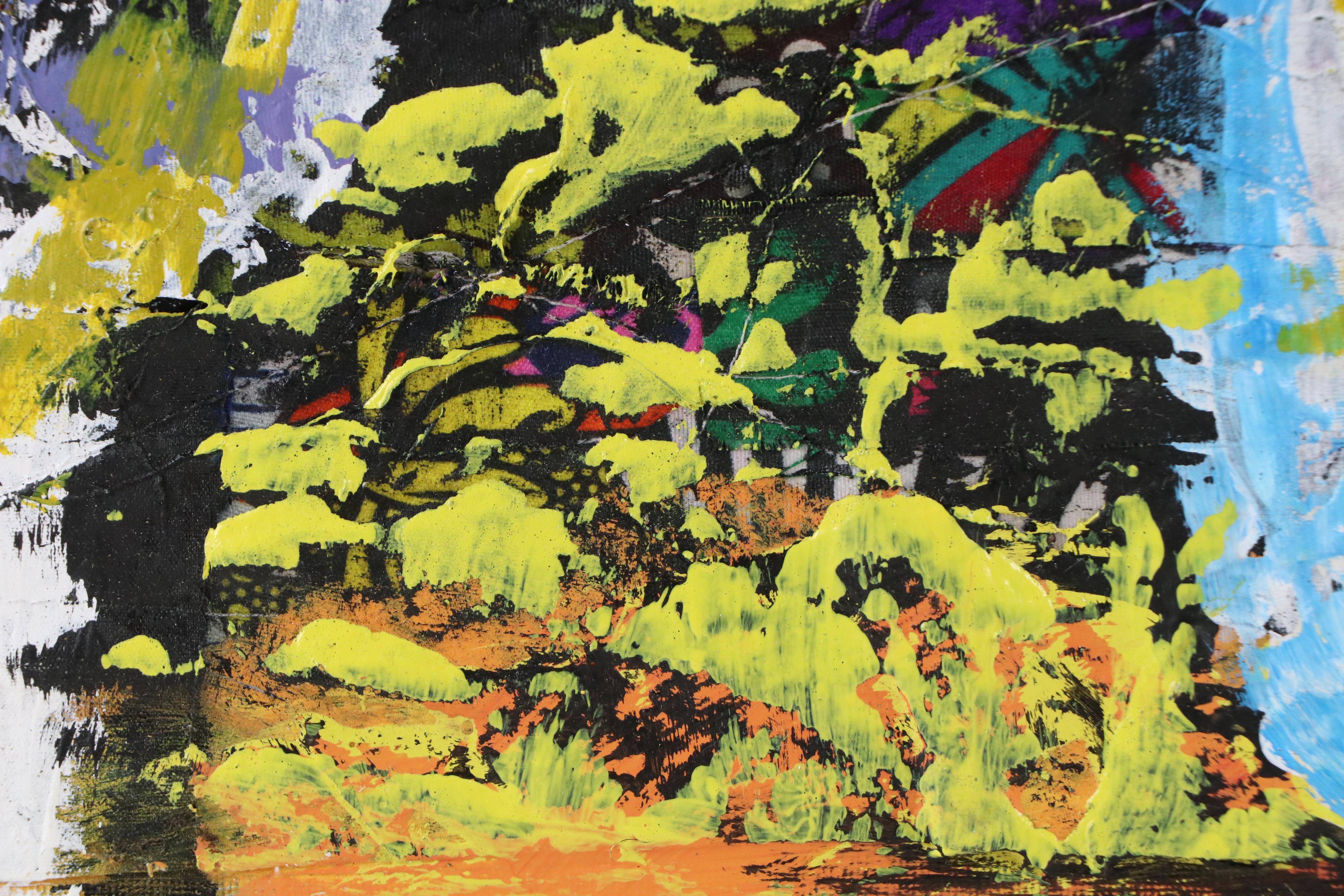 Abiola Idowu Stylized Mixed Media Portrait "We Are Temporary Here," 21st Century