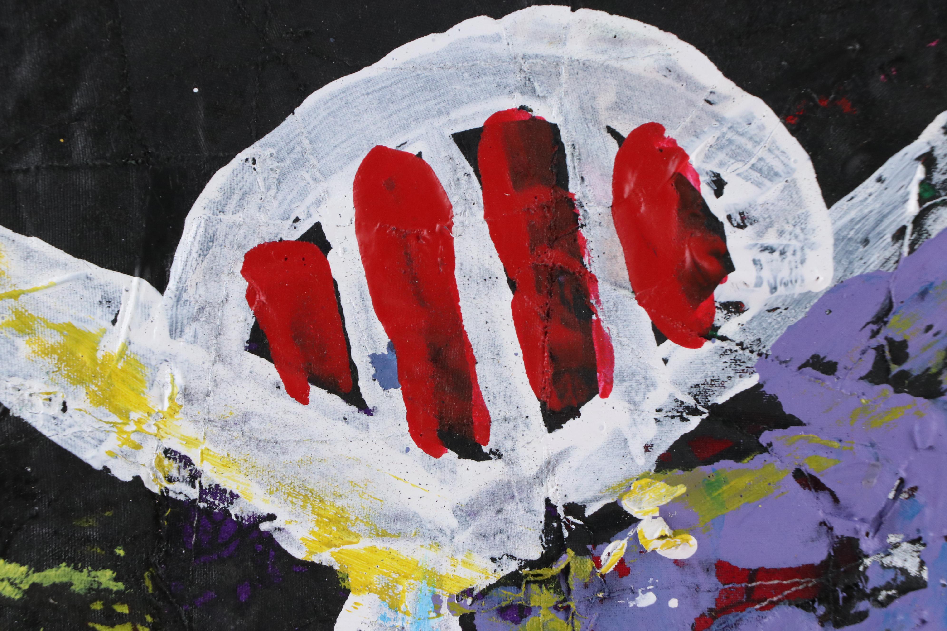 Abiola Idowu Stylized Mixed Media Portrait "We Are Temporary Here," 21st Century