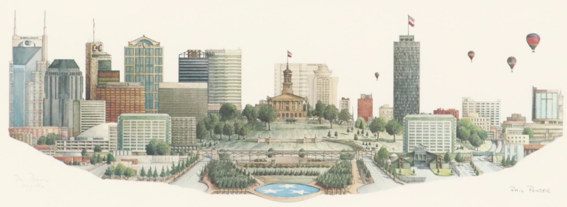 Phil Ponder Offset Lithograph "Bicentennial," 1996