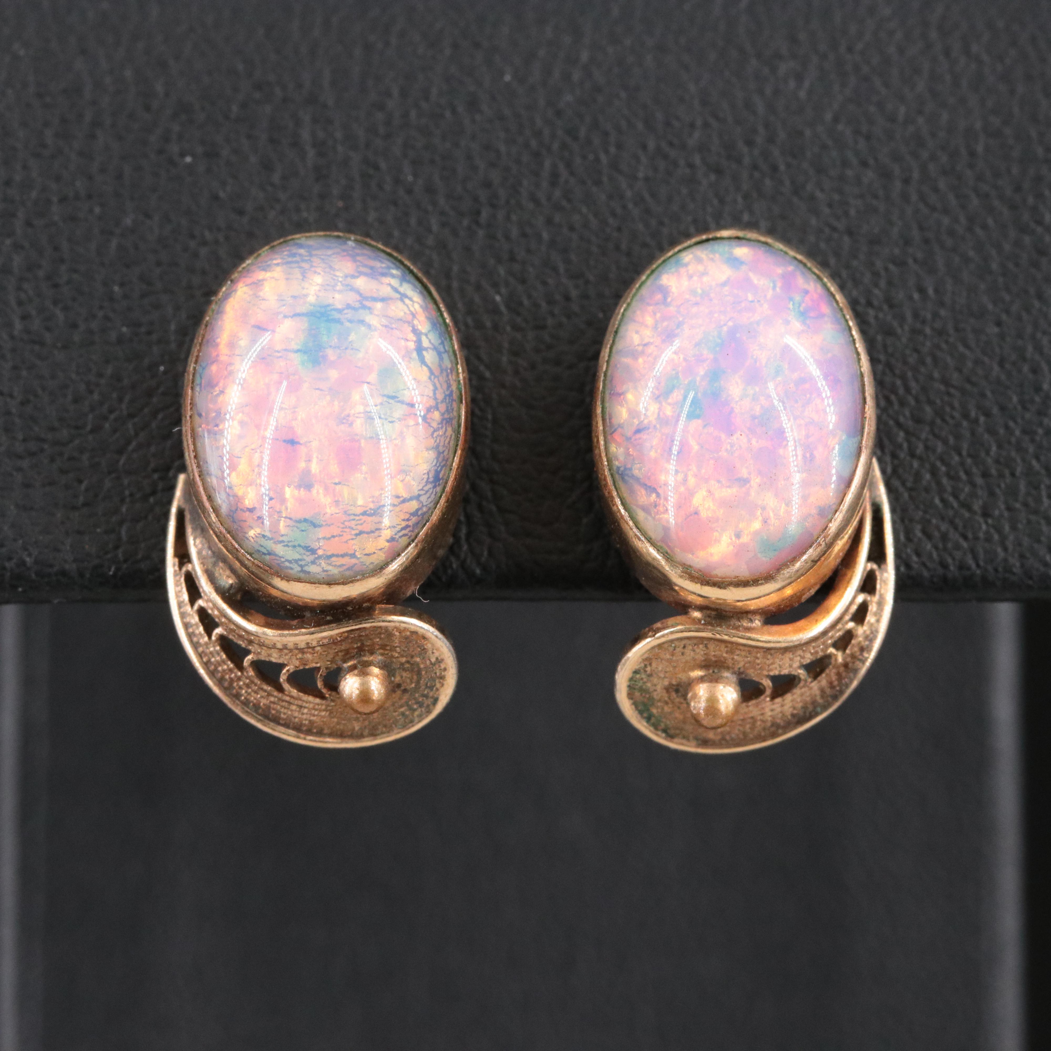 Gold-Filled Faux Opal Earrings