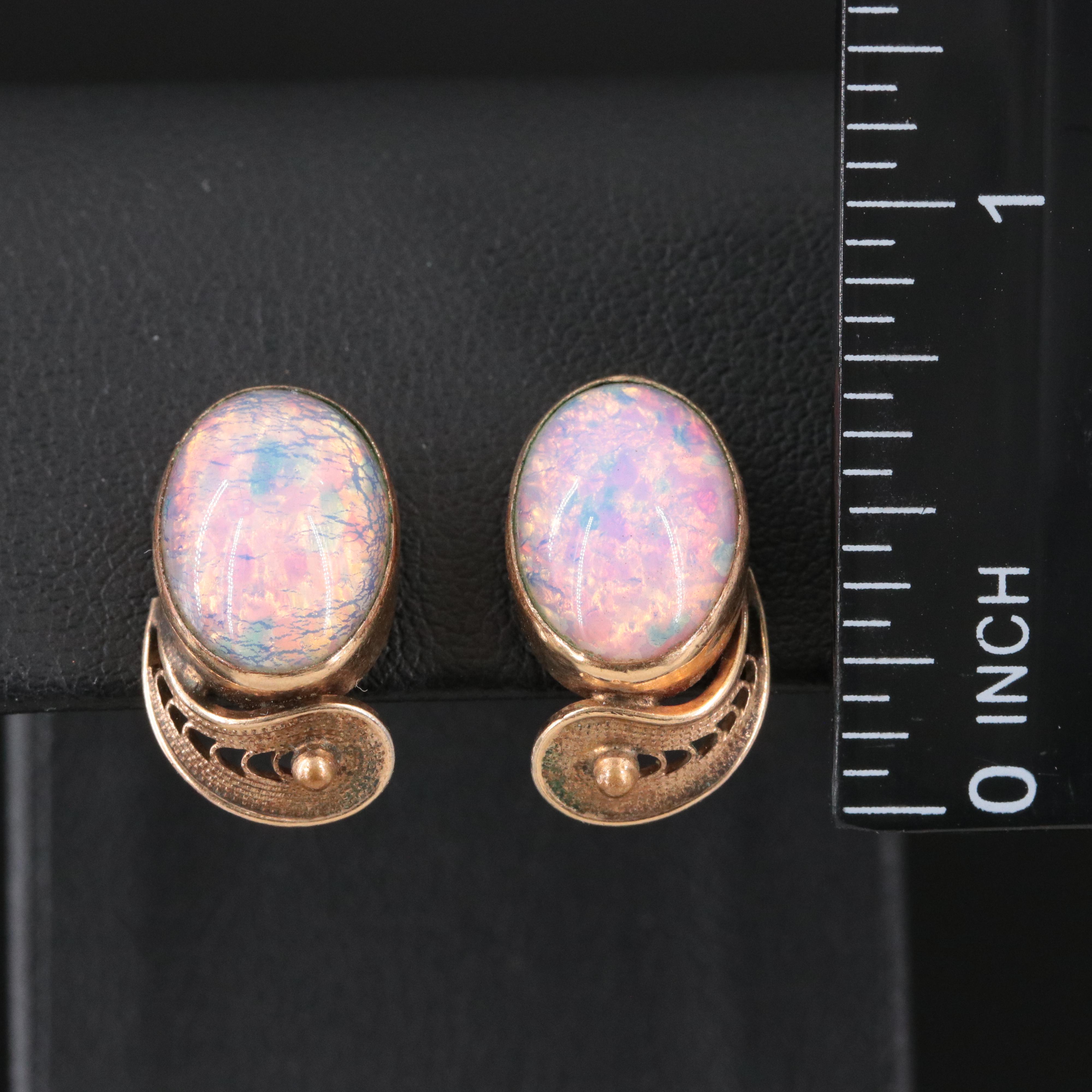 Gold-Filled Faux Opal Earrings