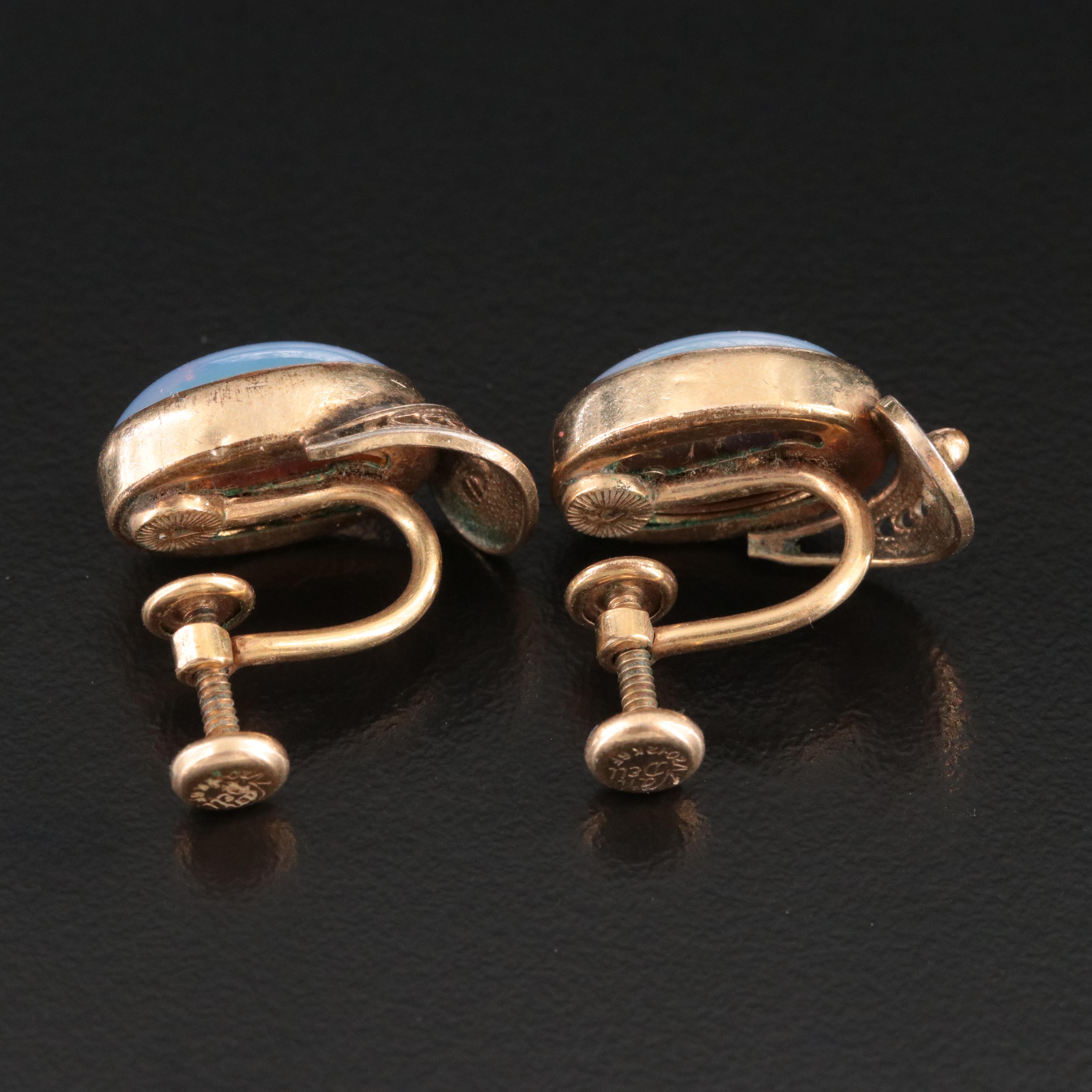 Gold-Filled Faux Opal Earrings