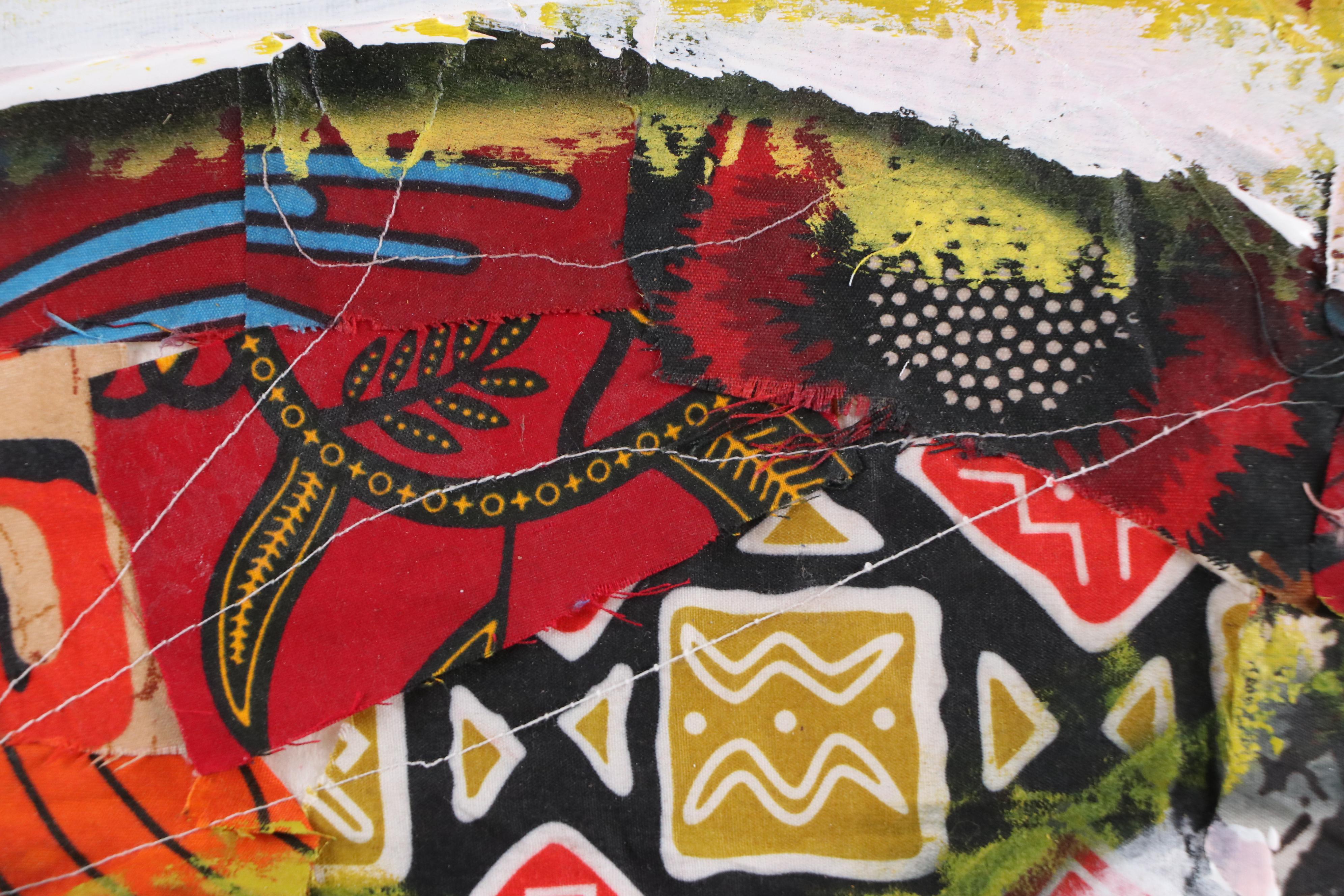 Abiola Idowu Modern Mixed Media Painting, Circa 2020