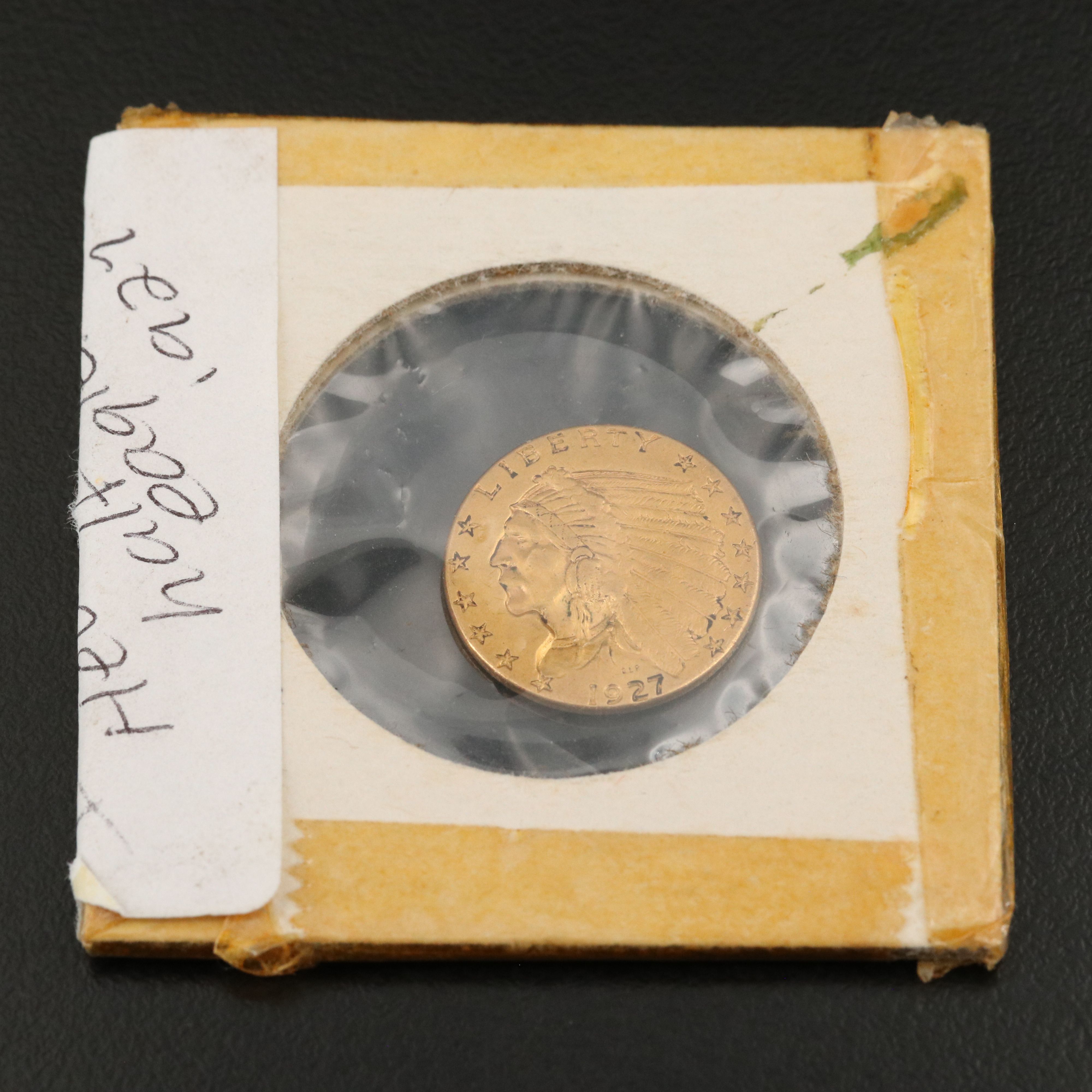 1927 Indian Head $2.50 Gold Quarter Eagle Coin