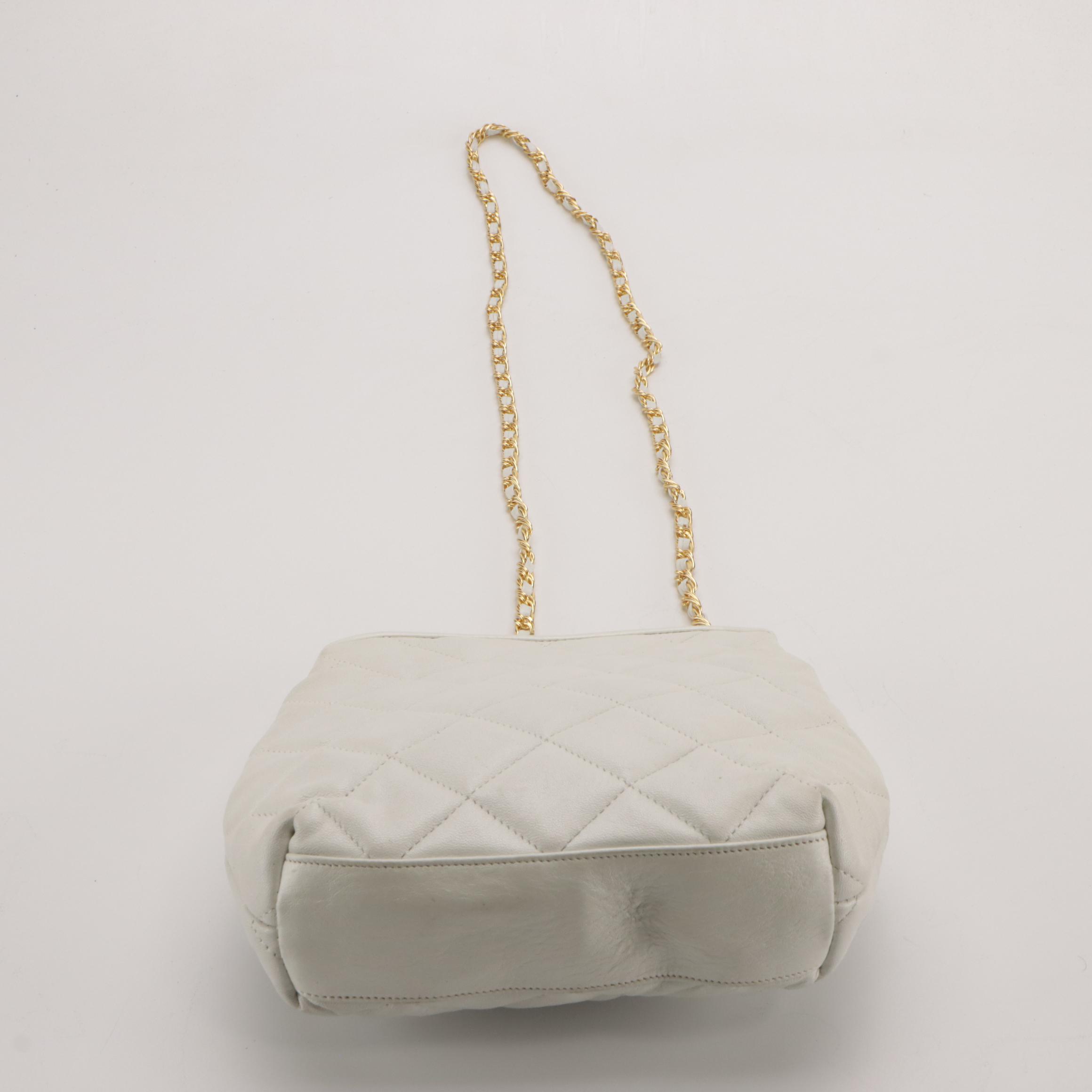 Talbots Brown Leather & White Ribbed Front Flap Crossbody and Other Evening Bags