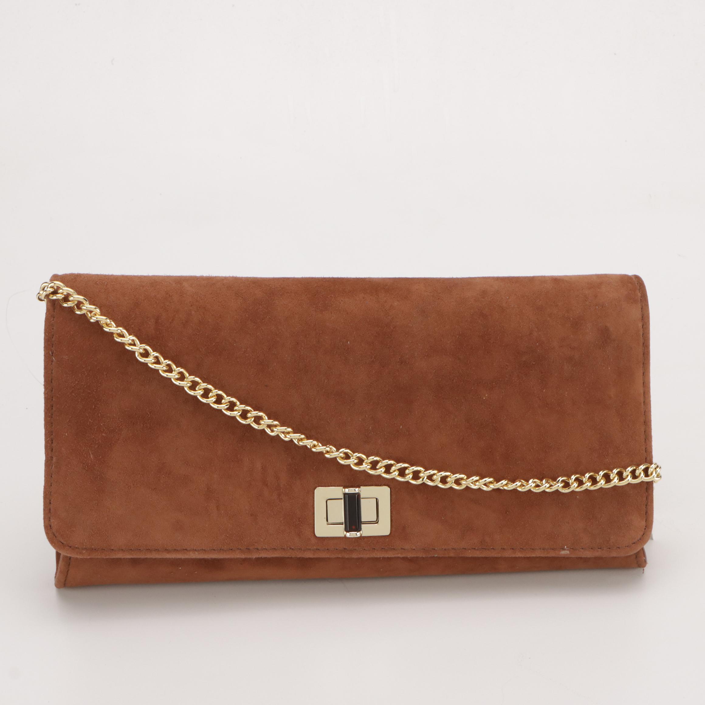 Talbots Brown Leather & White Ribbed Front Flap Crossbody and Other Evening Bags