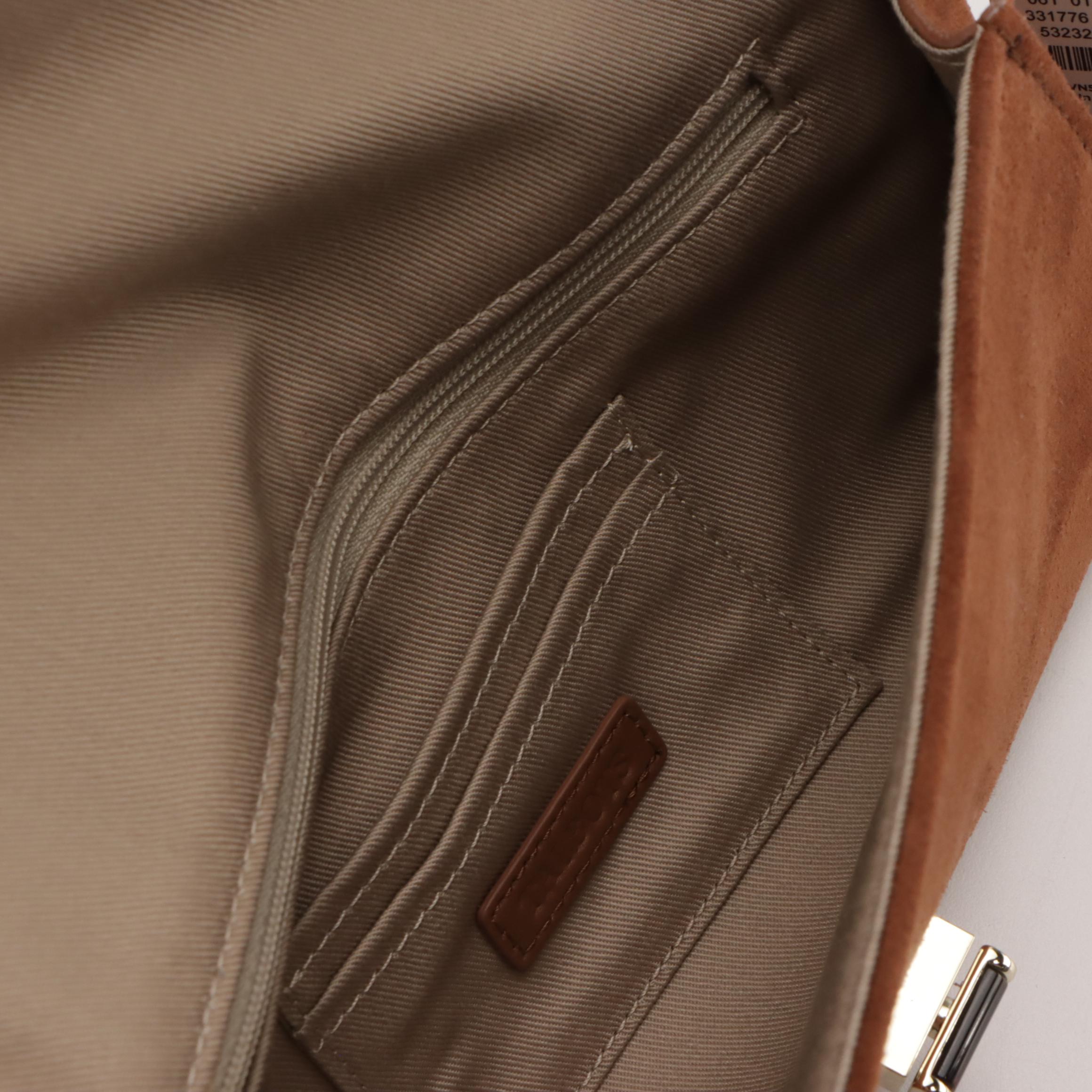 Talbots Brown Leather & White Ribbed Front Flap Crossbody and Other Evening Bags