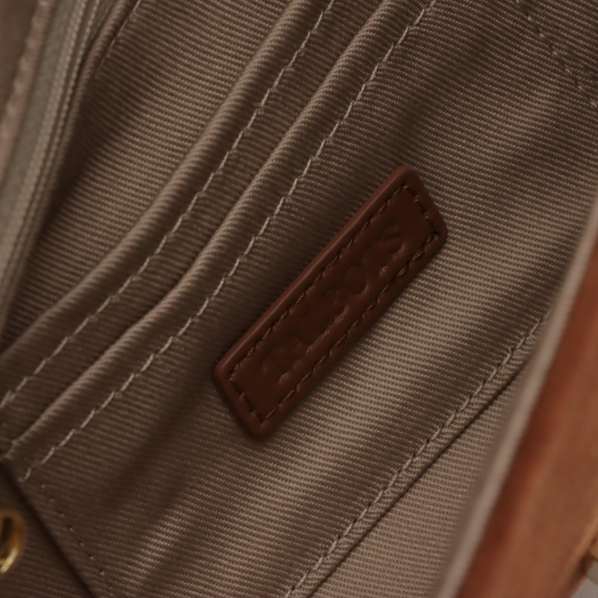 Talbots Brown Leather & White Ribbed Front Flap Crossbody and Other Evening Bags