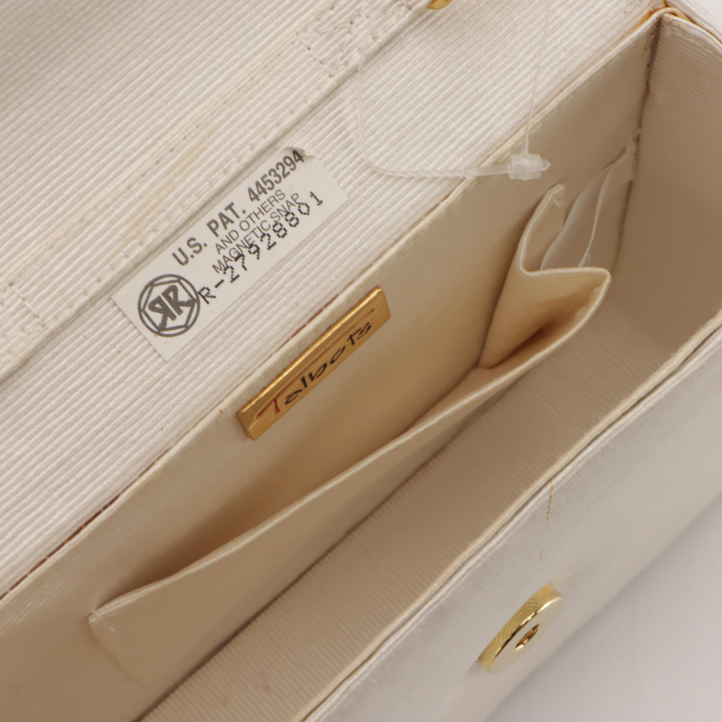 Talbots Brown Leather & White Ribbed Front Flap Crossbody and Other Evening Bags