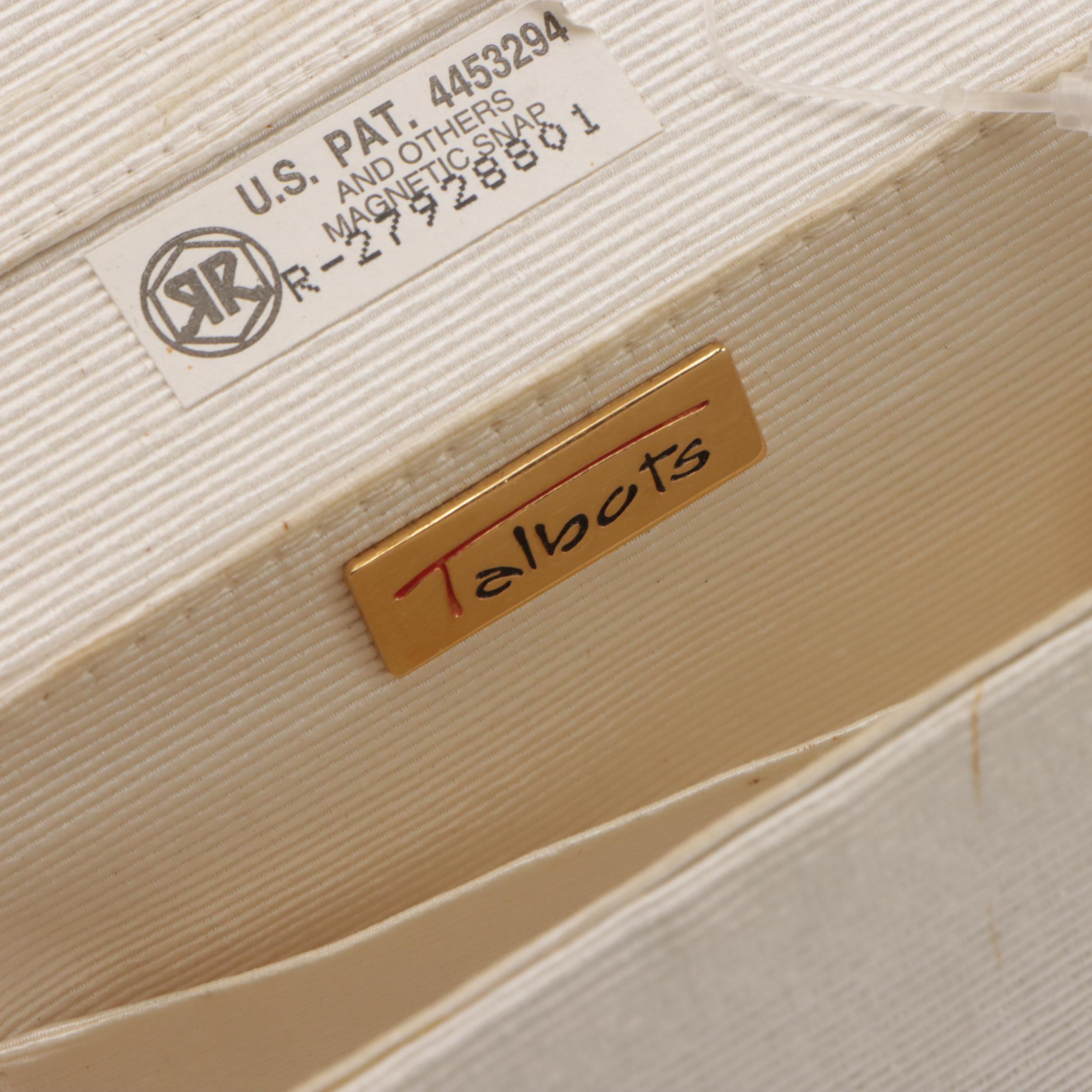 Talbots Brown Leather & White Ribbed Front Flap Crossbody and Other Evening Bags