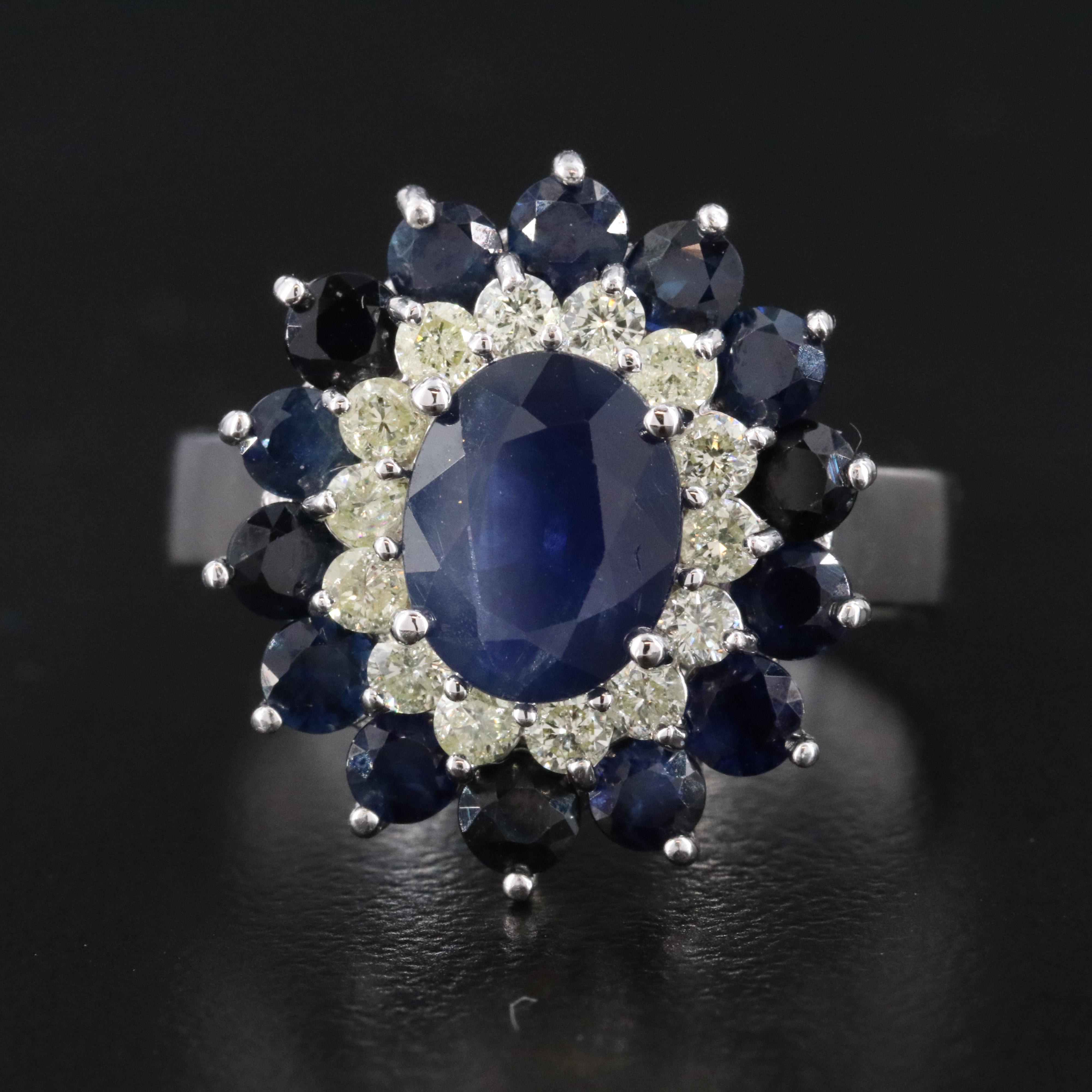 14K 1.20 CT Sapphire and Diamond Ring