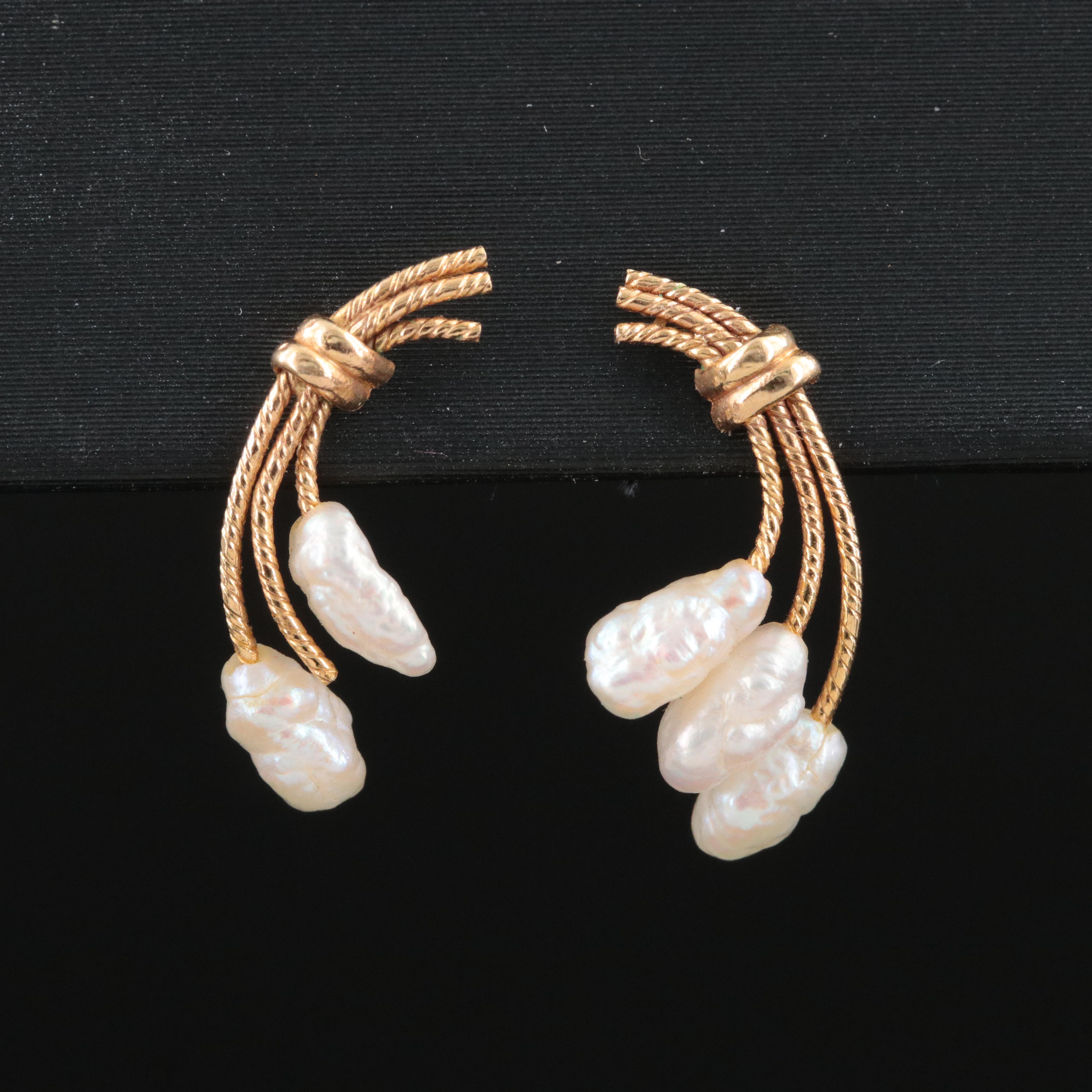 14K Pearl Drop Earrings
