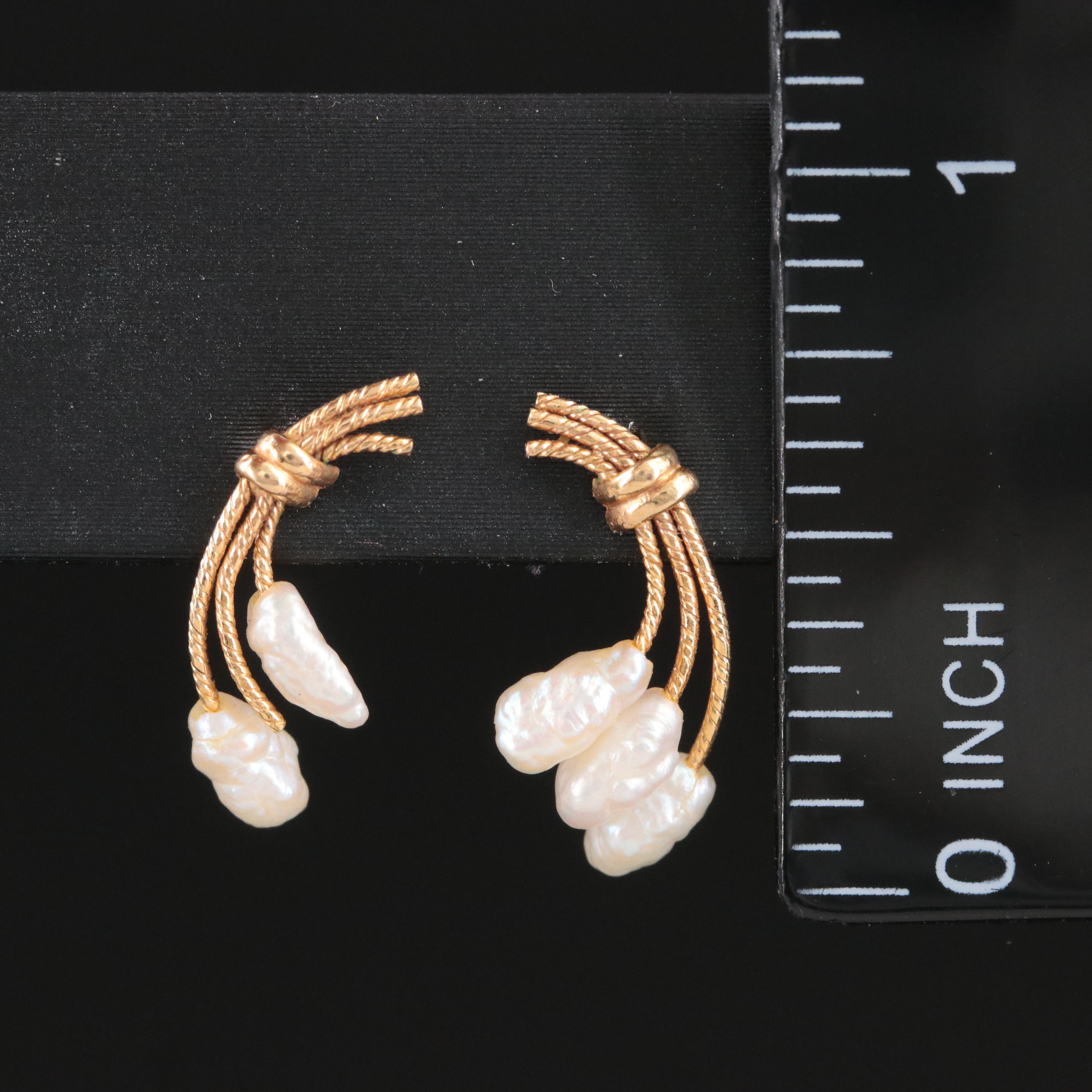 14K Pearl Drop Earrings
