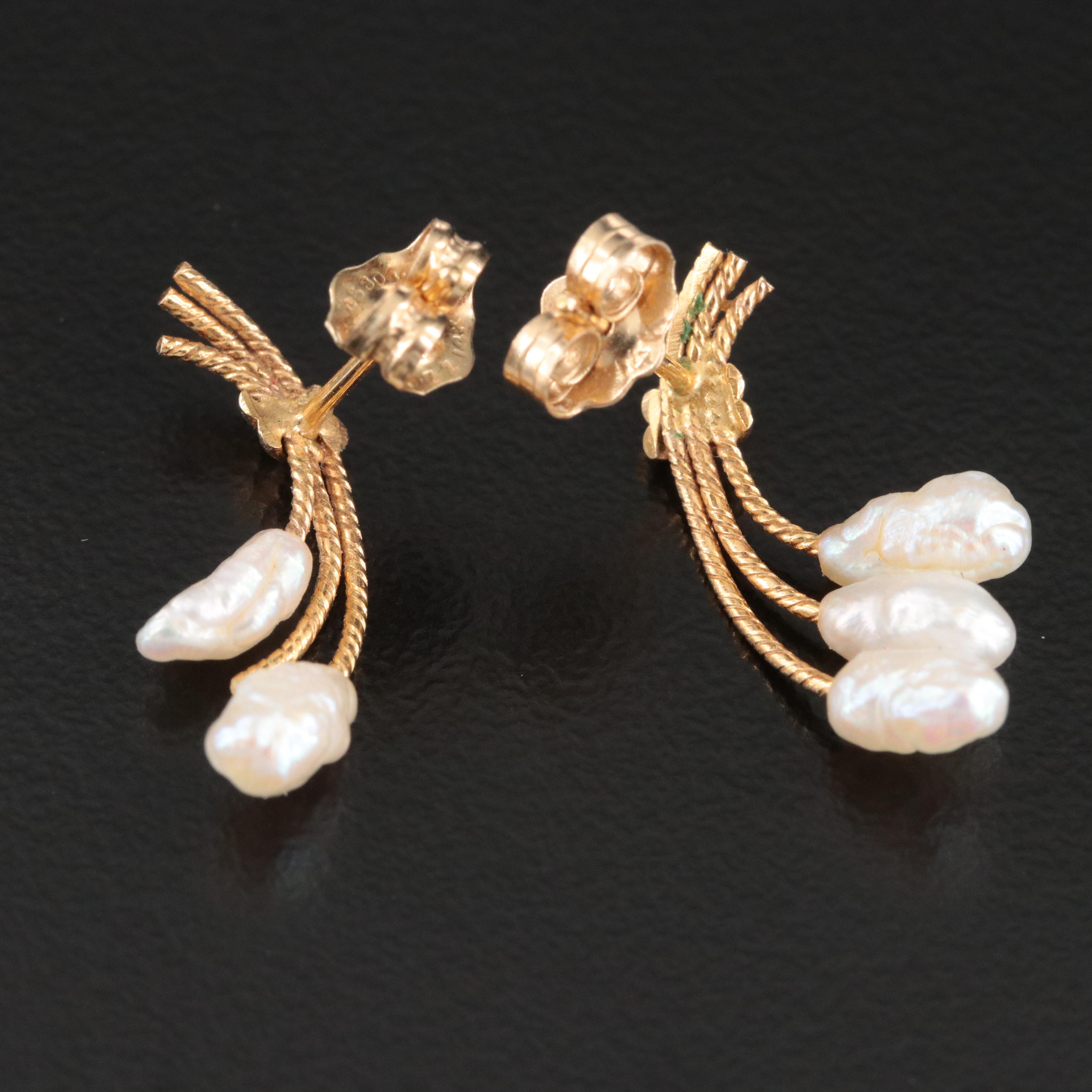 14K Pearl Drop Earrings