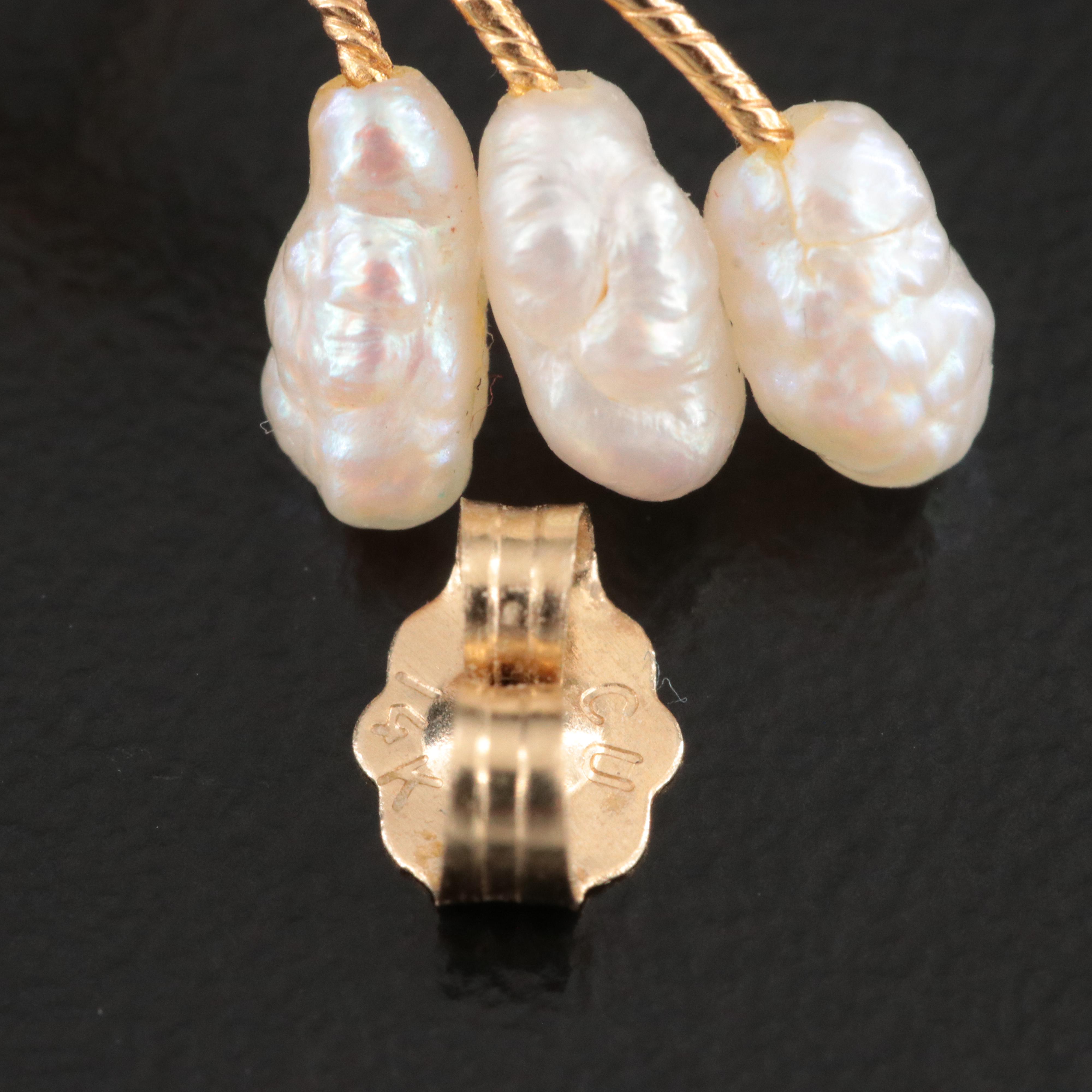 14K Pearl Drop Earrings