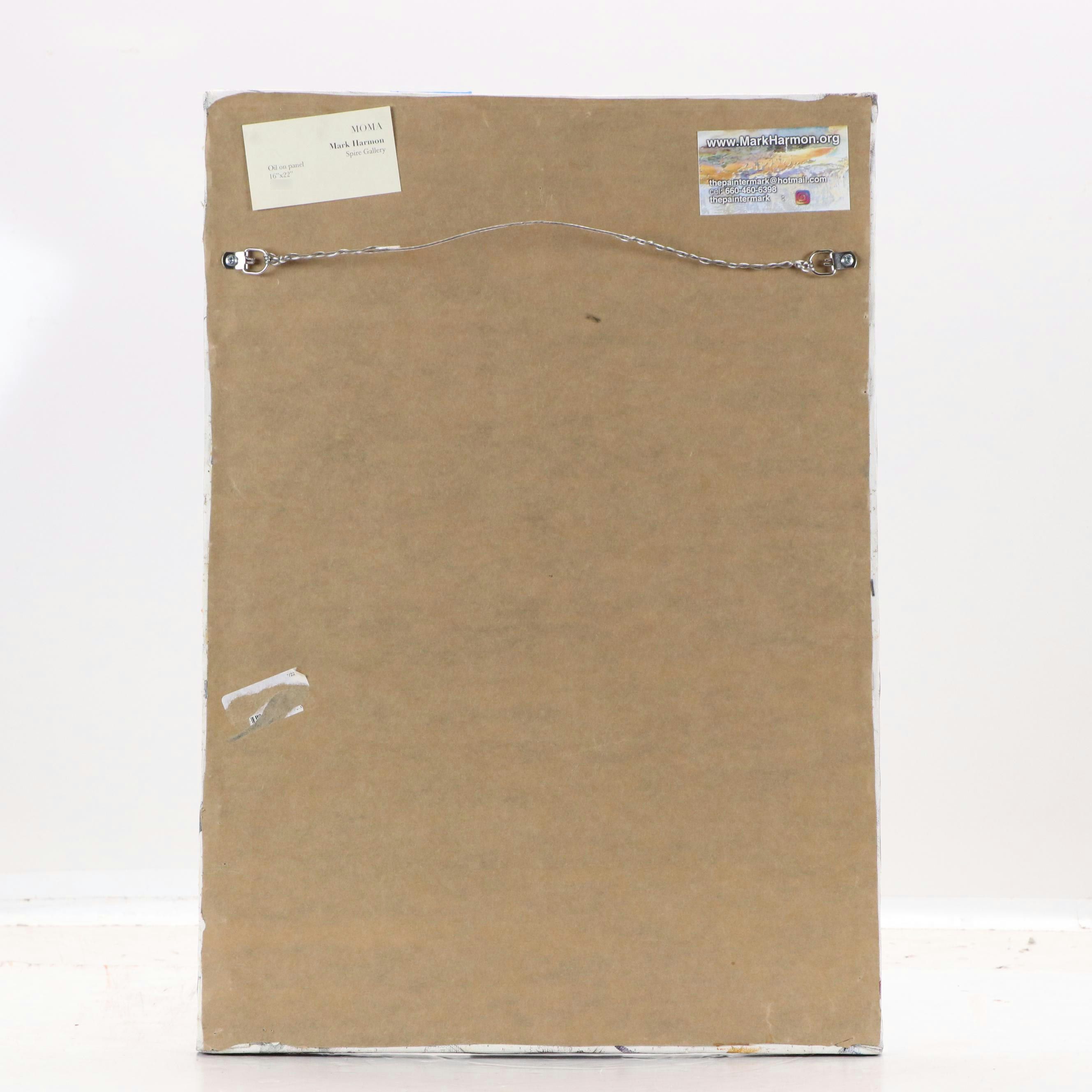 Mark Harmon Oil Painting of Door with Graffiti, 21st Century