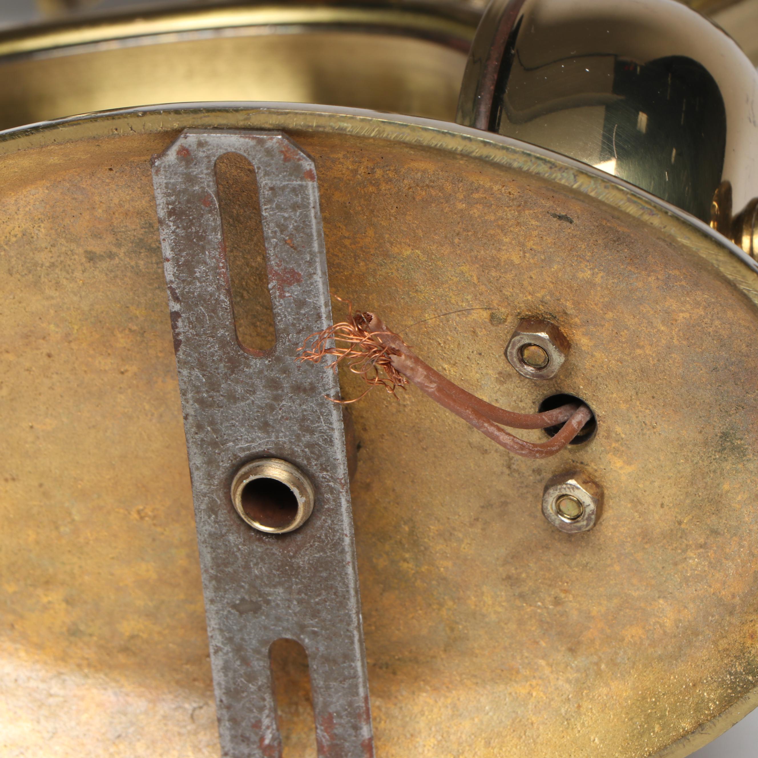 Pair of Empire Style Brass Single-Arm Wall Sconces with Clip-On Ruffled Shades