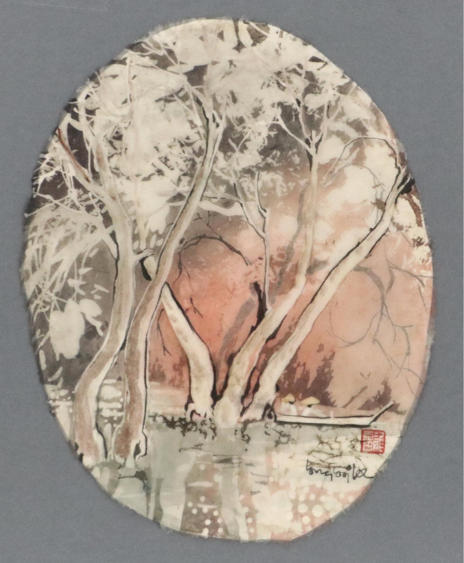 Lee Long Looi Watercolor Painting of Trees at Dusk, 20th Century