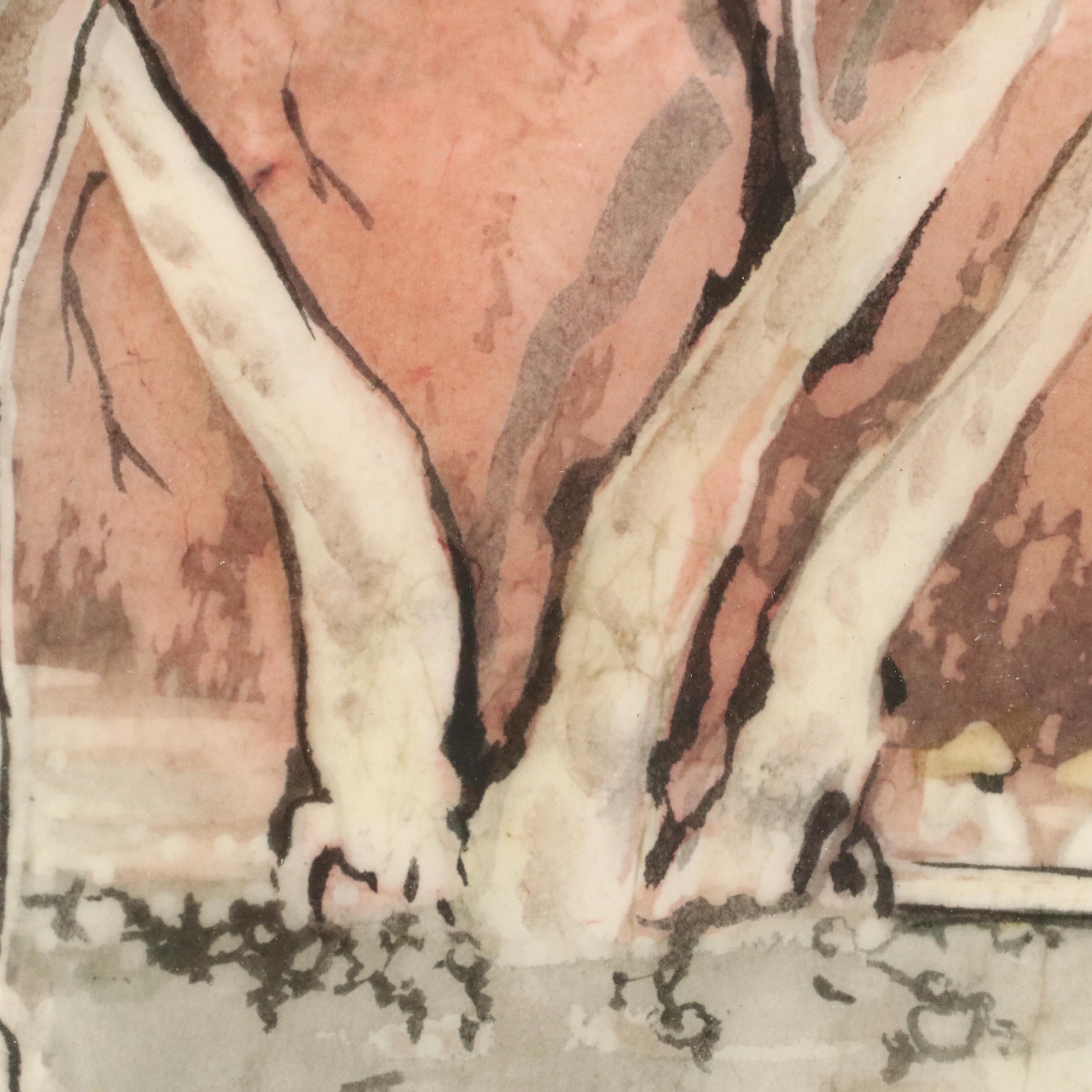 Lee Long Looi Watercolor Painting of Trees at Dusk, 20th Century