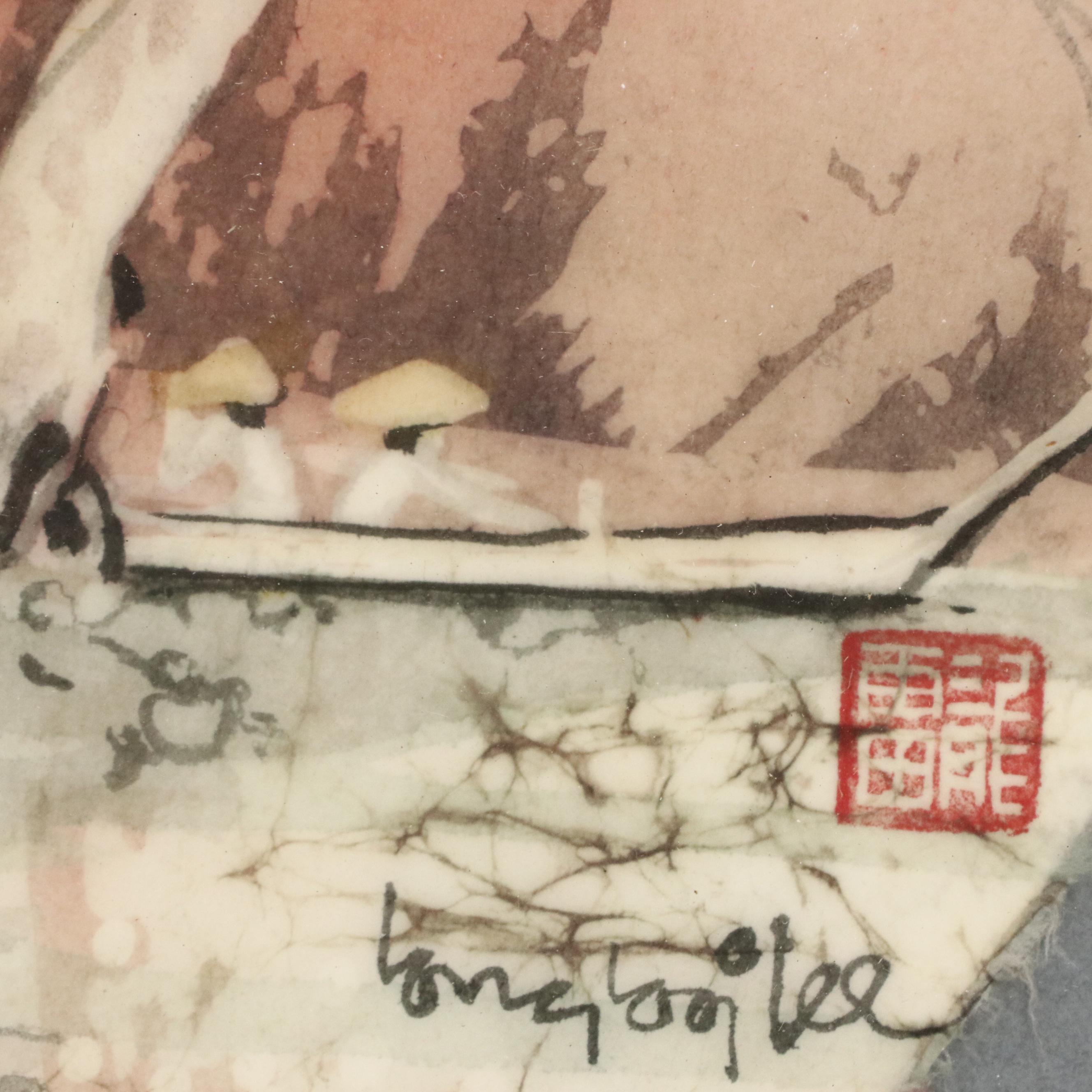 Lee Long Looi Watercolor Painting of Trees at Dusk, 20th Century