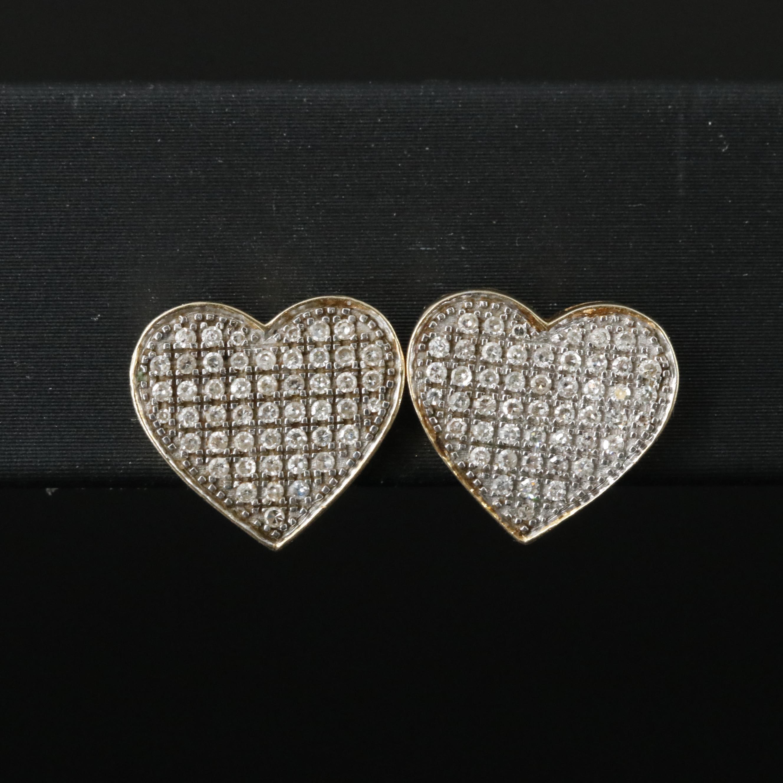 10K 0.36 CTW Diamond Heart Earrings