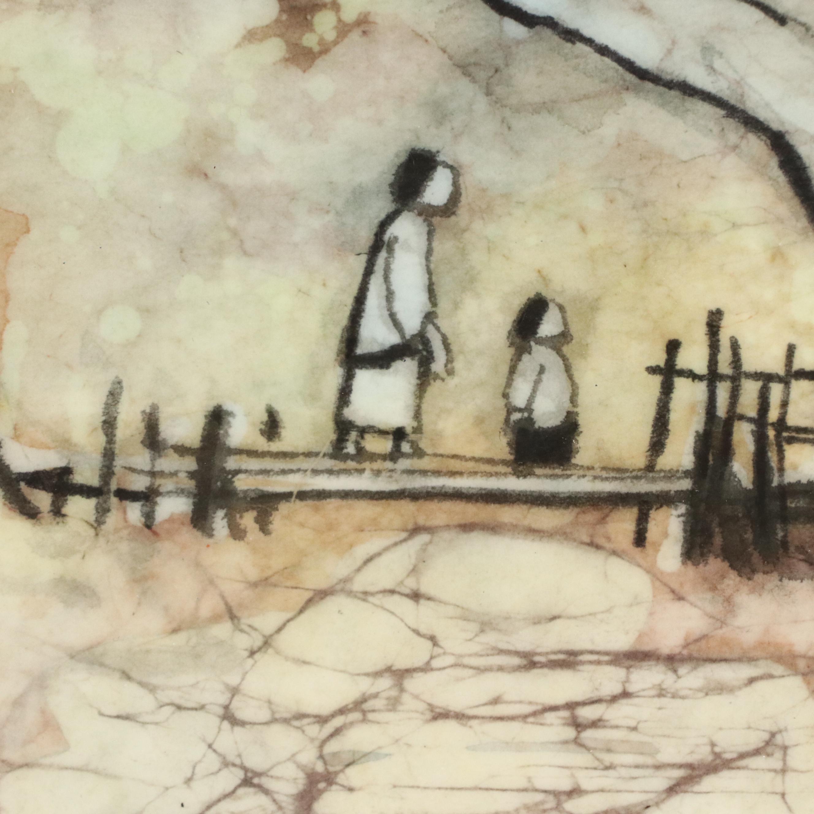 Lee Long Looi Watercolor Painting of Southeast Asian Village Scene, 20th Century