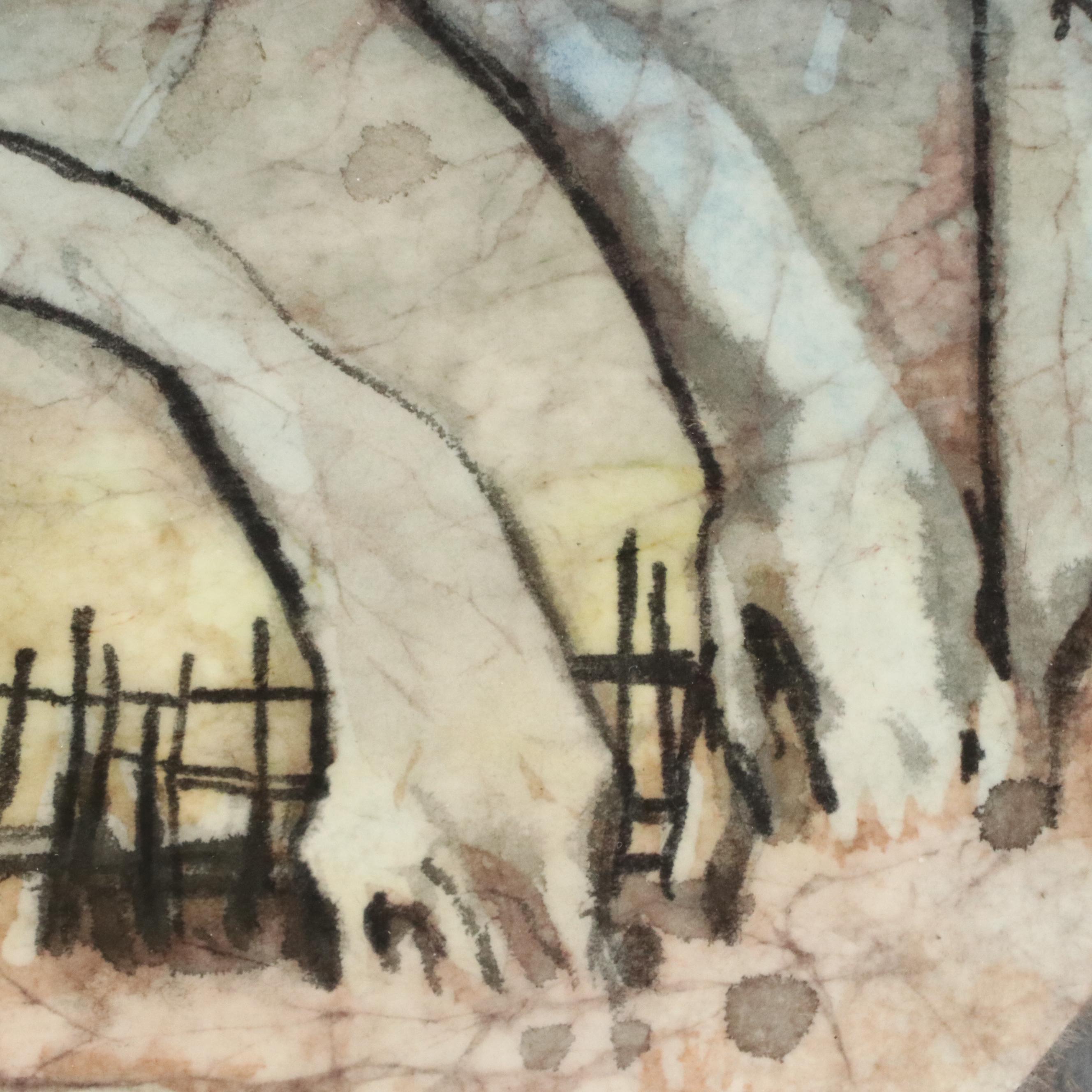 Lee Long Looi Watercolor Painting of Southeast Asian Village Scene, 20th Century