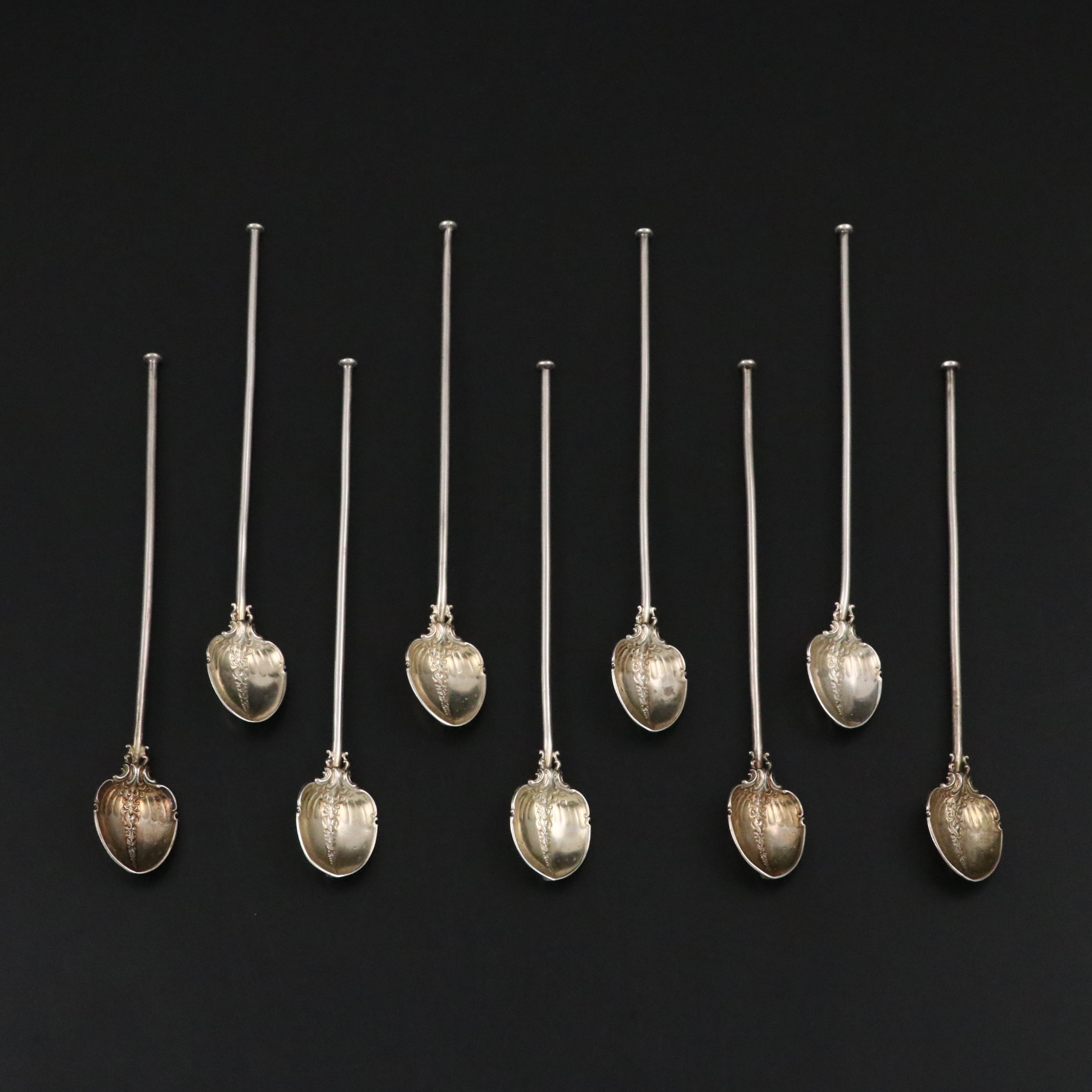 Gorham Sterling Silver Julep Spoon Straws, Late 19th Century