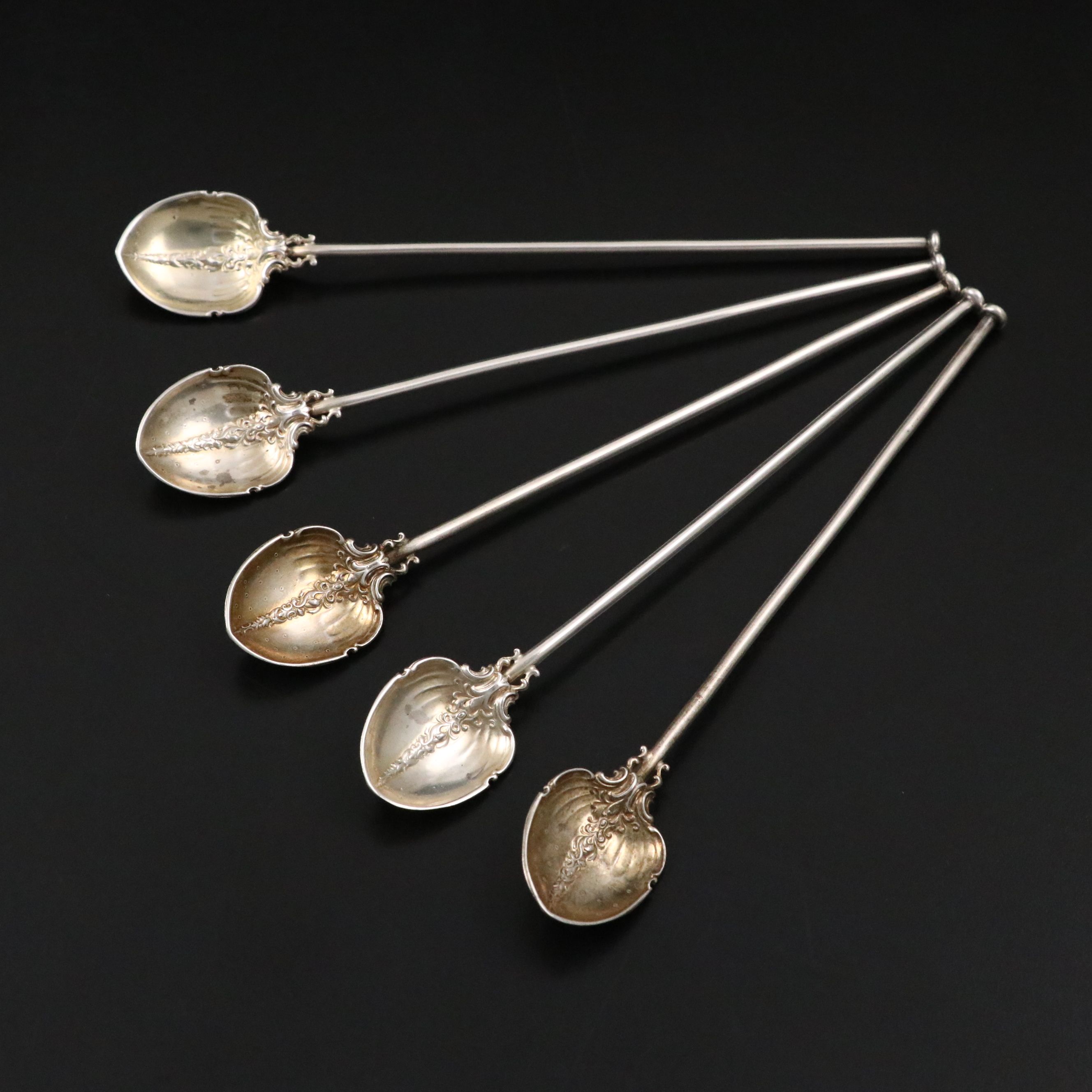 Gorham Sterling Silver Julep Spoon Straws, Late 19th Century