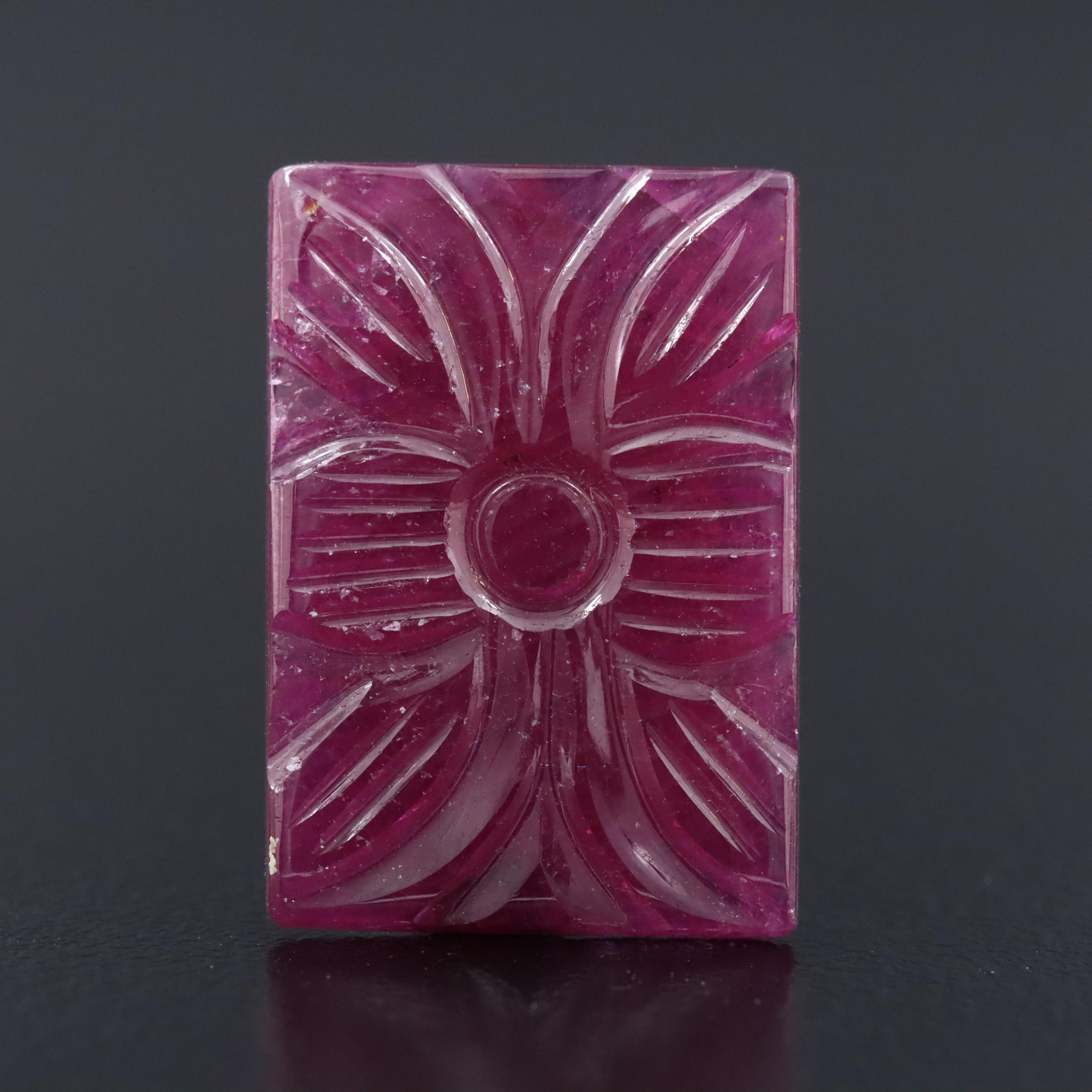Loose 8.46 CT Carved Ruby with IGI Colored Gemstone Report