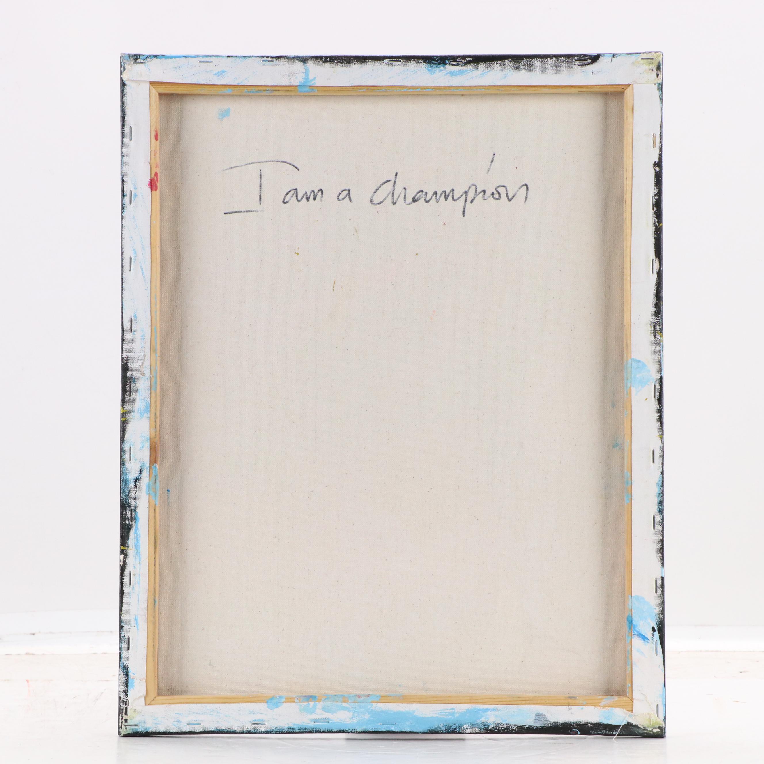 Abiola Idowu Stylized Acrylic Portrait "I am a Champion," 2023