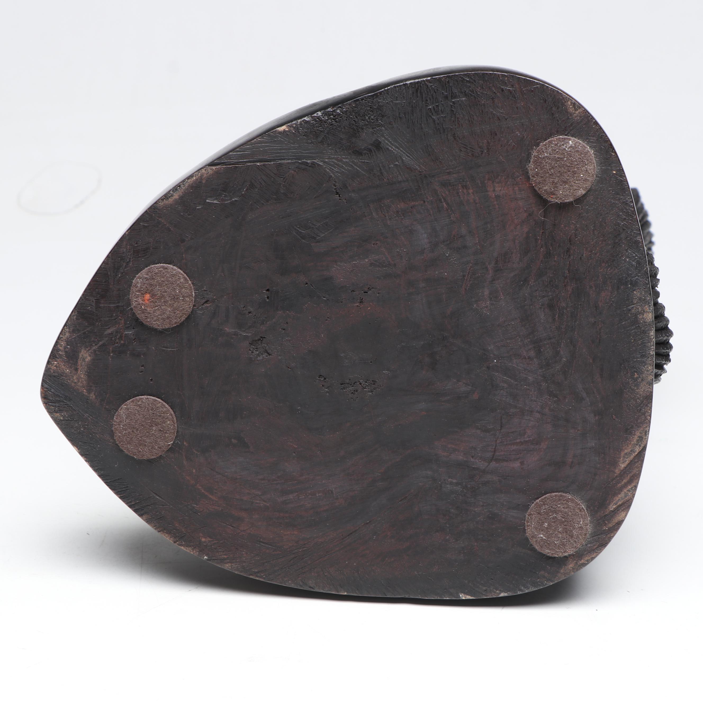 Makonde Carved Ebony Bust and Handmade Kenyan Souvenir Bead Necklace