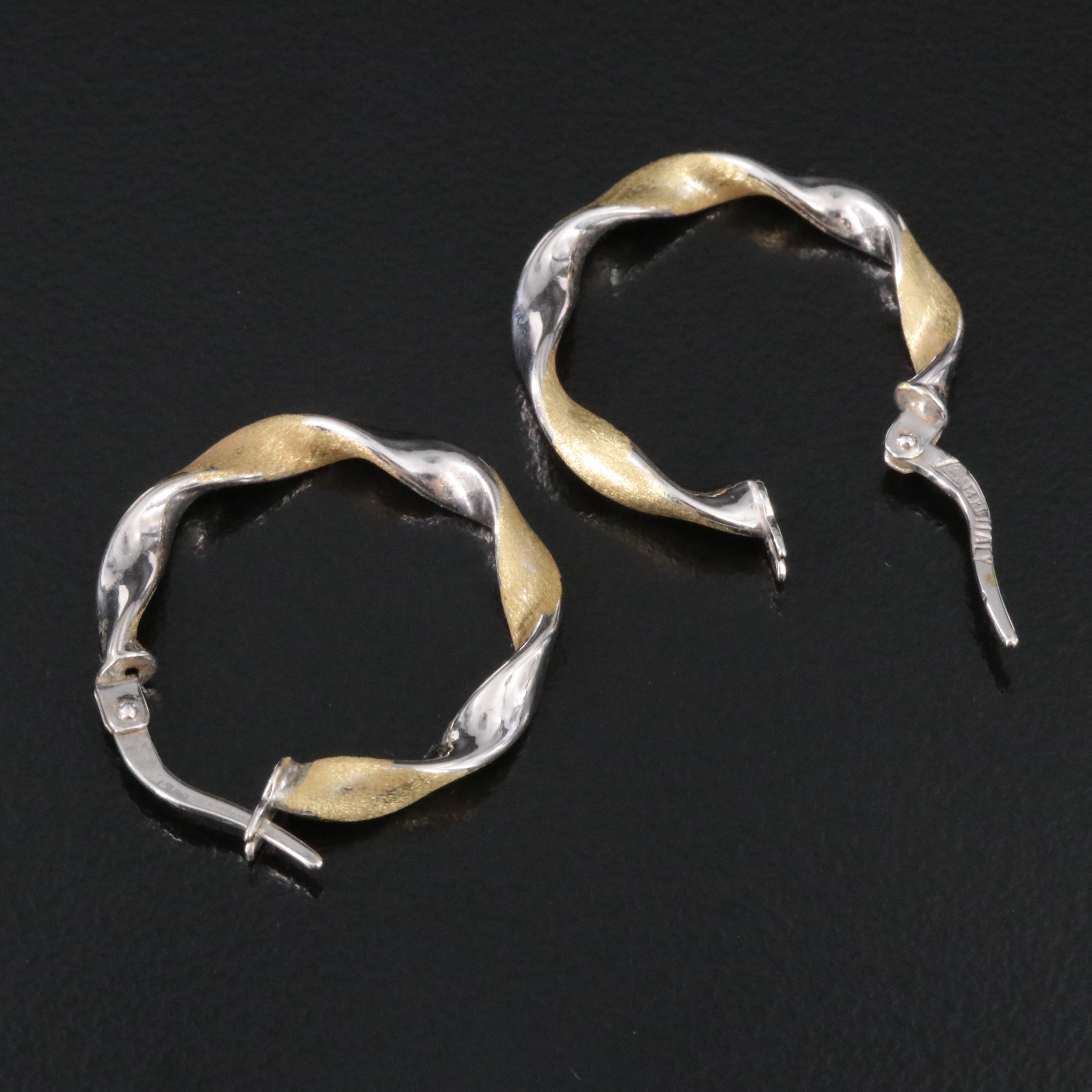 Italian 14K Two-Tone Twist Hoops