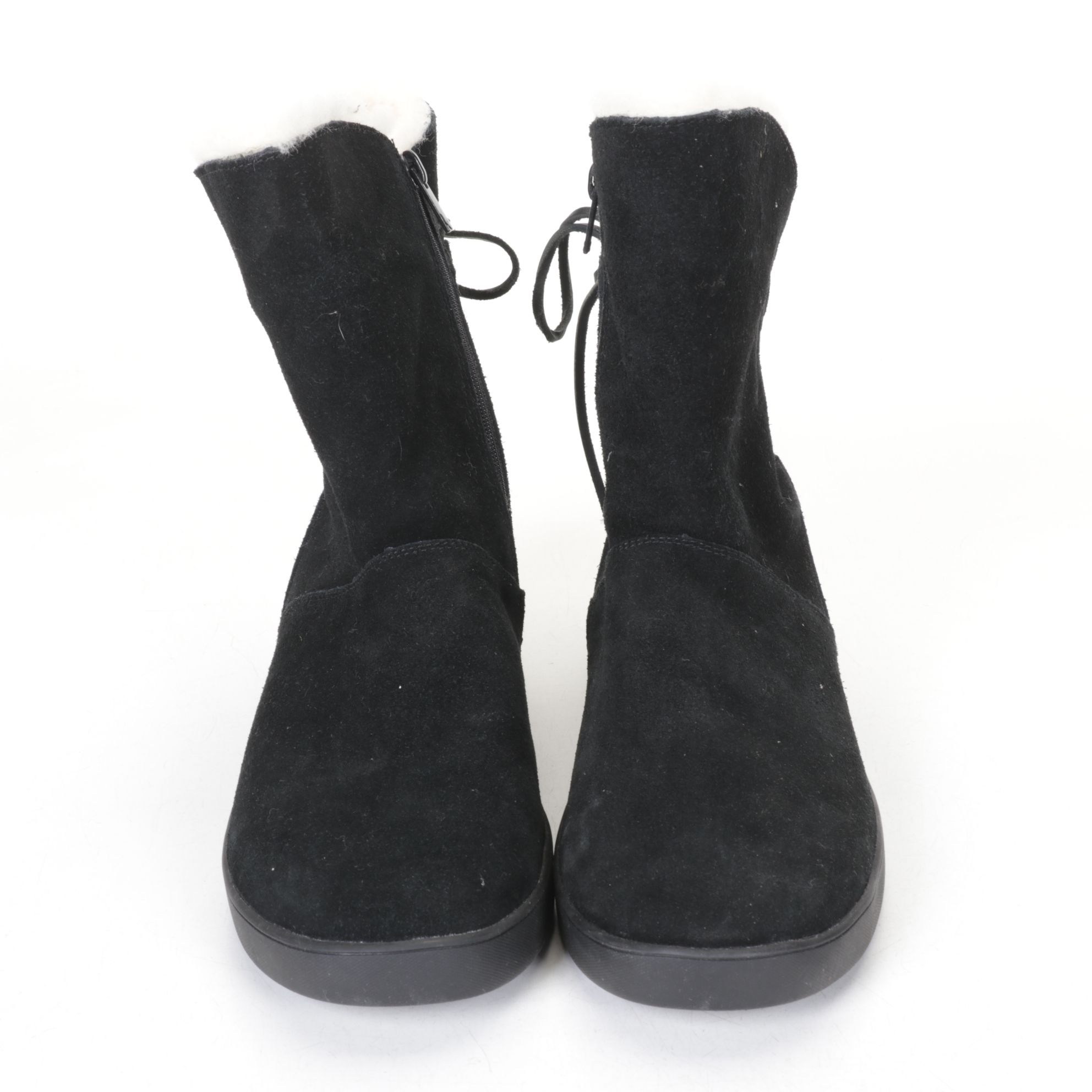 Koolaburra by UGG Shazi Black Suede Short Tie-Back Boots