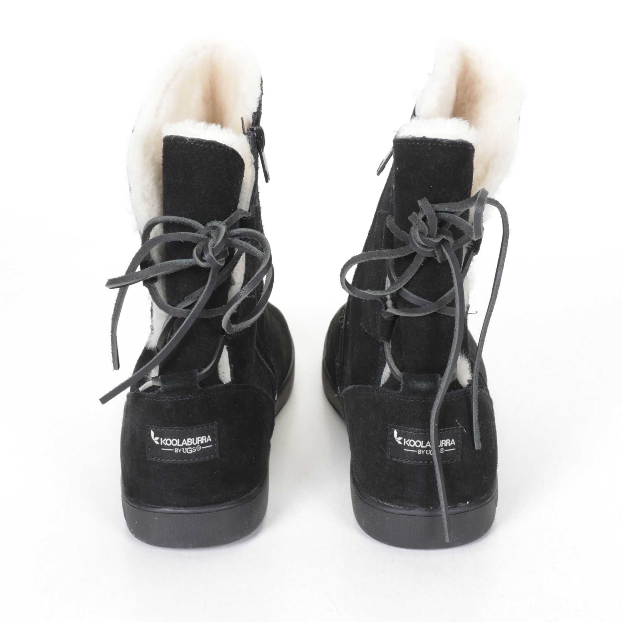 Koolaburra by UGG Shazi Black Suede Short Tie-Back Boots