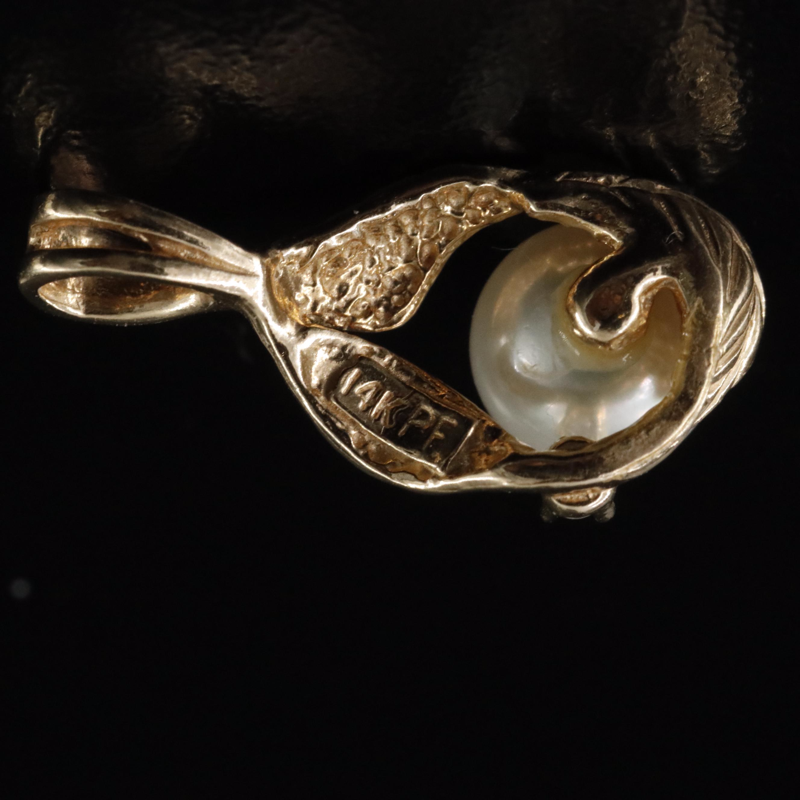 14K Pearl and Diamond Pendant
