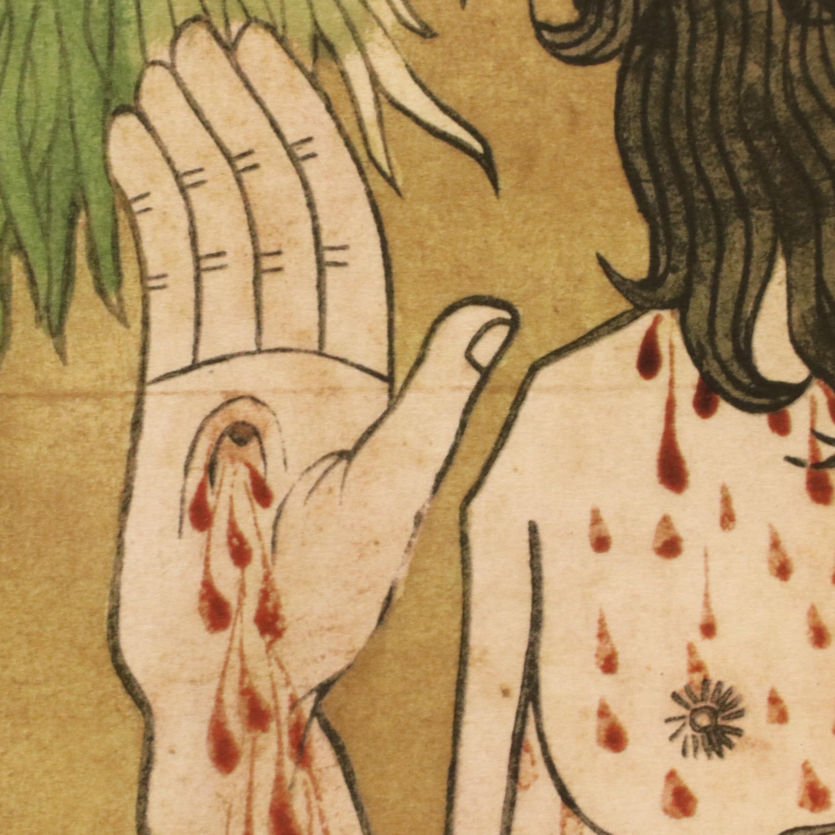 Reproduction Offset Lithograph of Medieval Woodcut "Man of Sorrows," Circa 1947