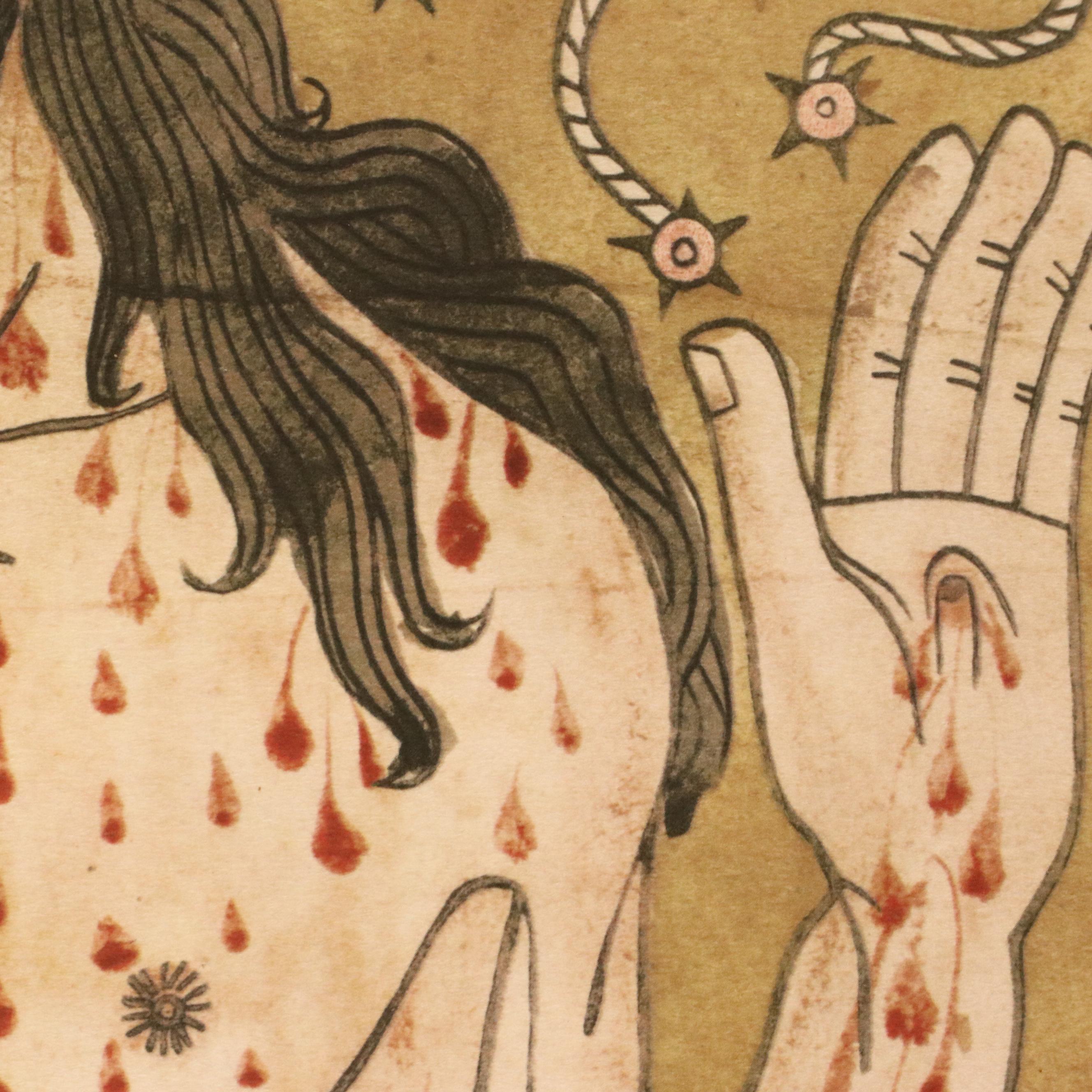 Reproduction Offset Lithograph of Medieval Woodcut "Man of Sorrows," Circa 1947