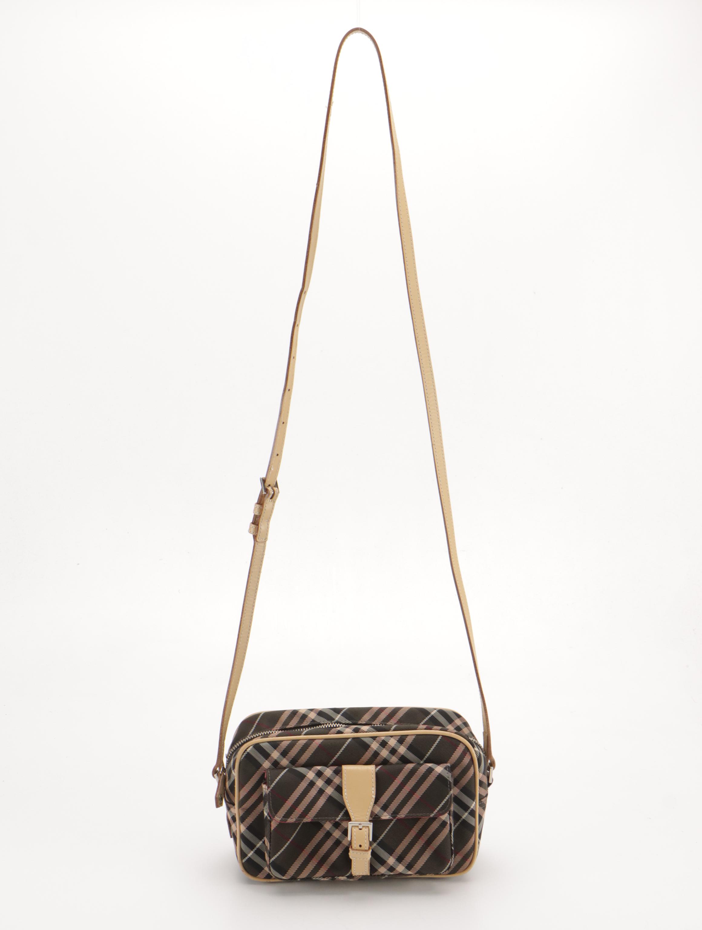 Burberry Blue Label Crossbody Bag in Nova Check Nylon Canvas and Leather Trim